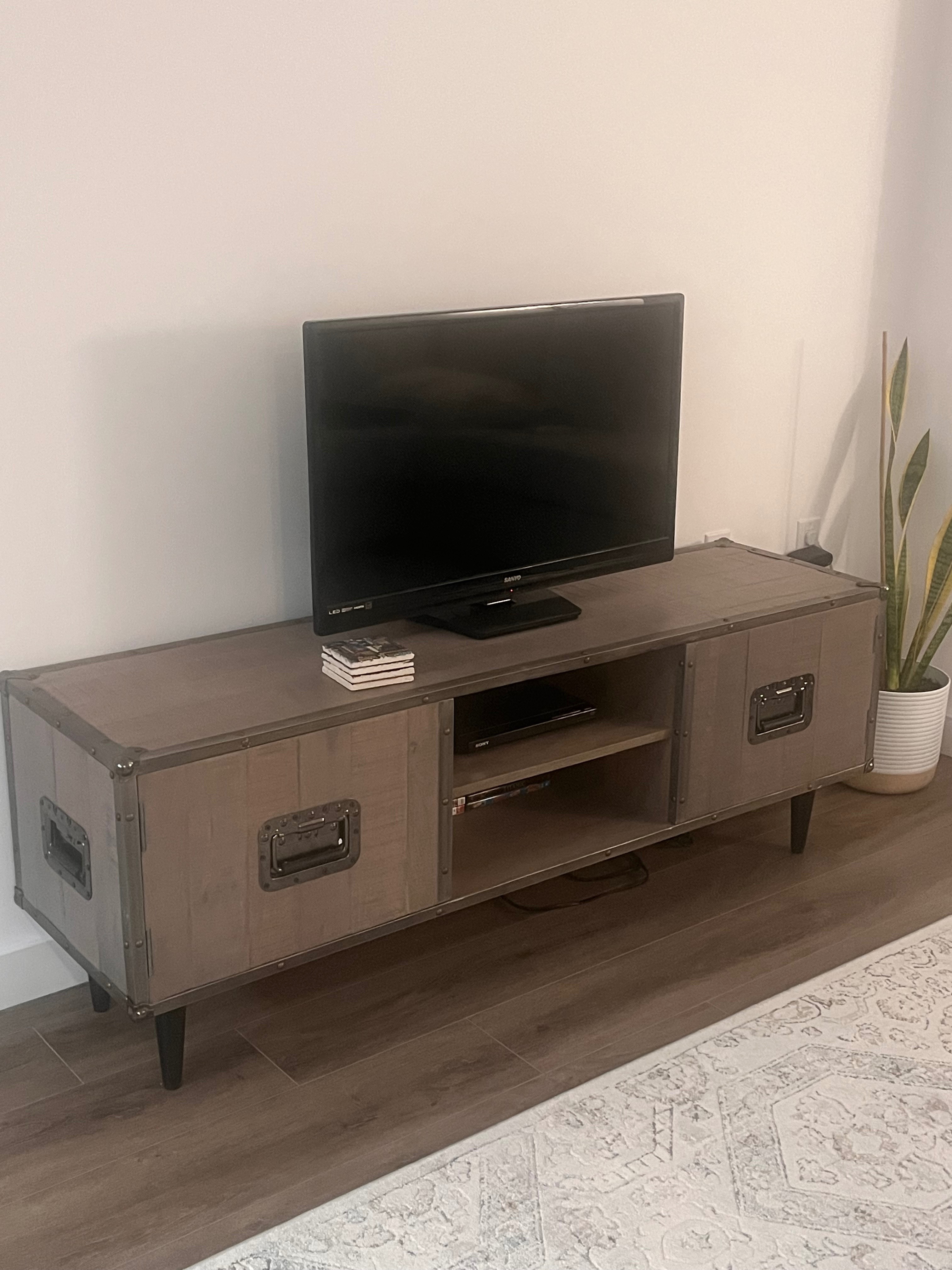 Solid Wood TV Stand - Gray Wash