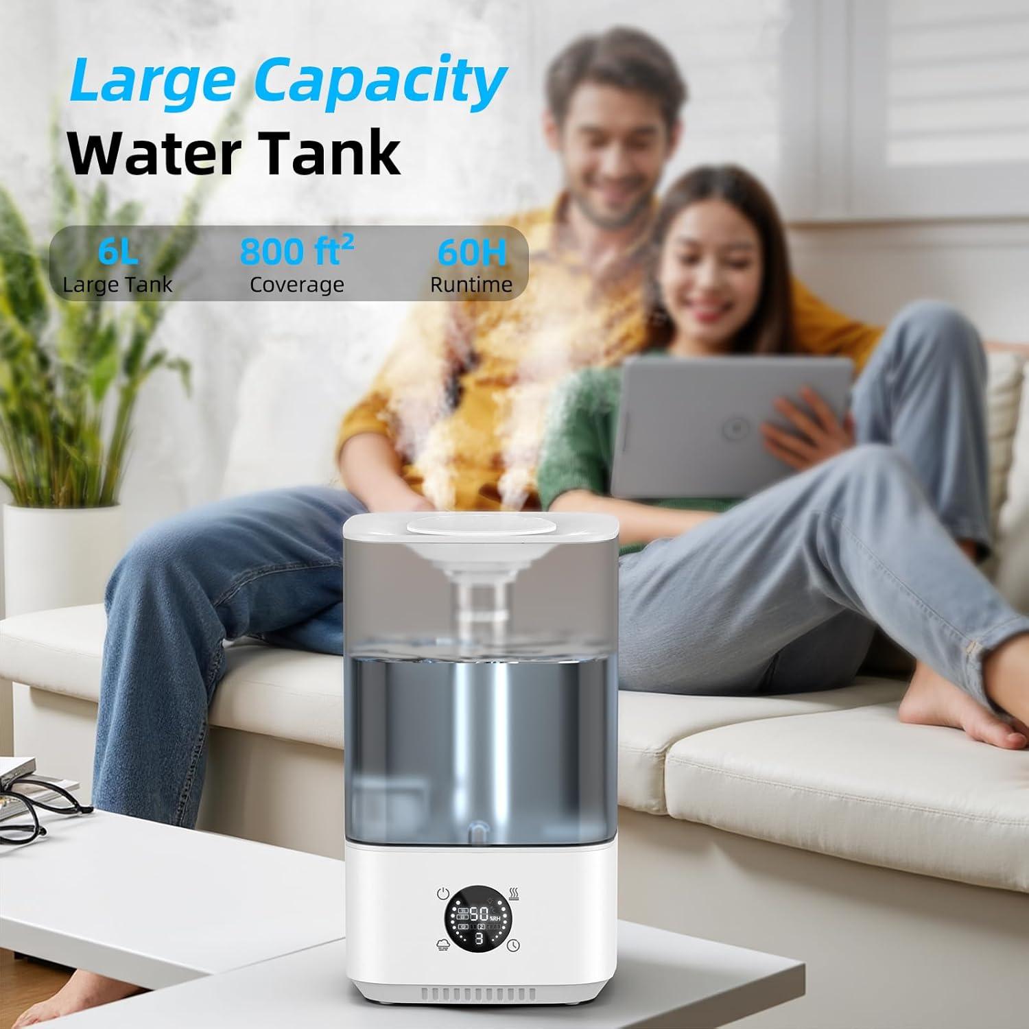 Large Capacity Humidifier - 6L Tank, Ultra-fine Mist, Low Noise - photo 3