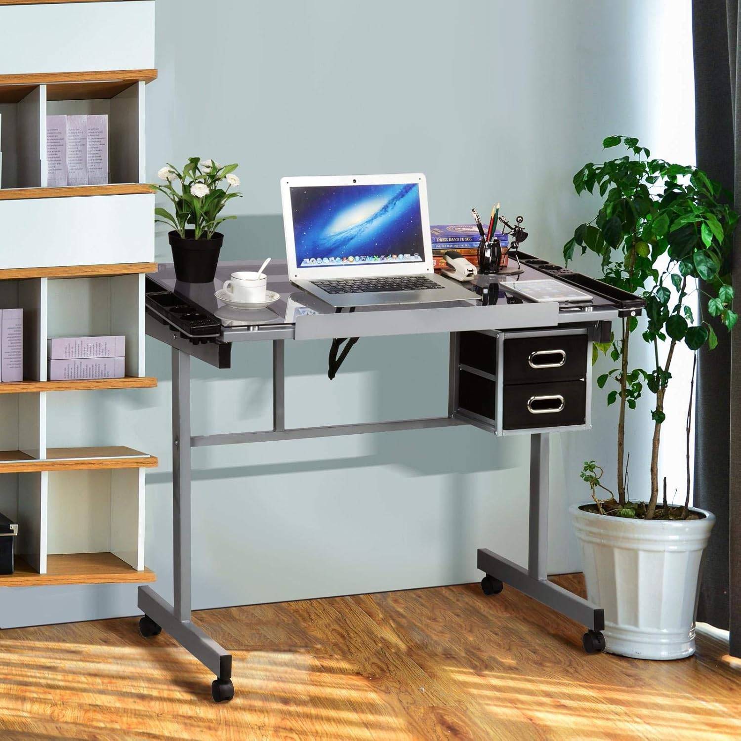 Adjustable Glass Drafting Table / Drawing Desk - photo 2