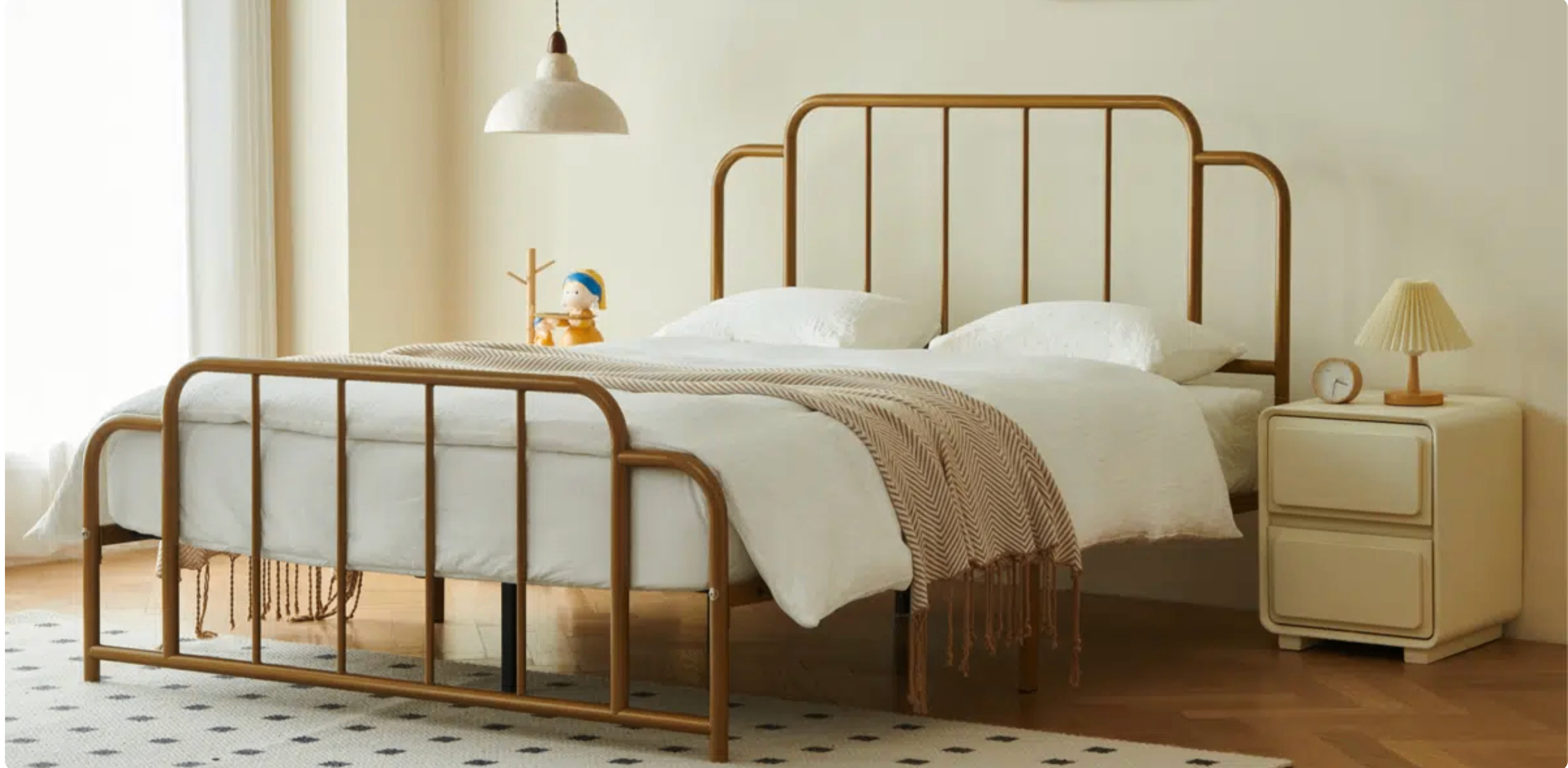 Gold Wire Frame Platform Bed (New)