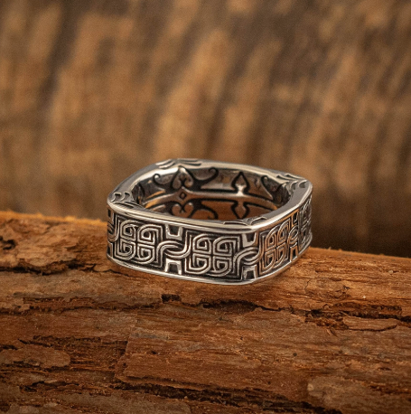 Men's Silver-Tone Ring with Celtic Knot Design - photo 3