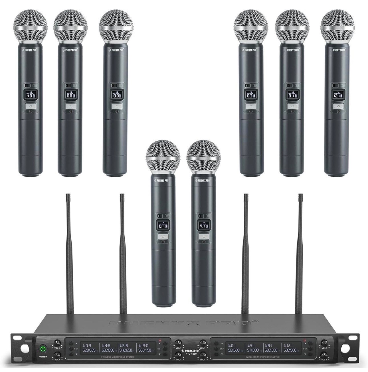 Phenyx Pro Wireless Microphone 8Ch Auto Scan 328ft Range