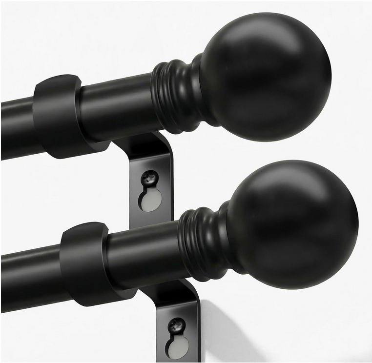 Heavy Duty Black Curtain Rods 72–144” – New - photo 5