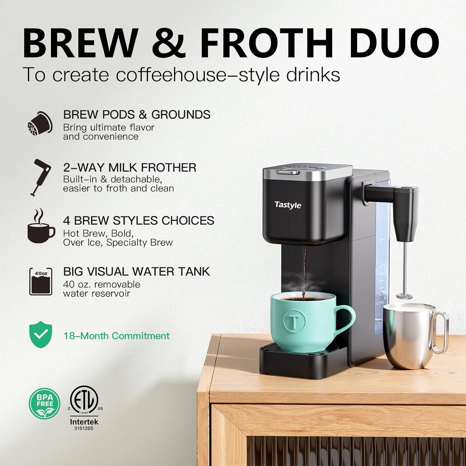 Tastyle Brew & Froth Duo Coffee Maker