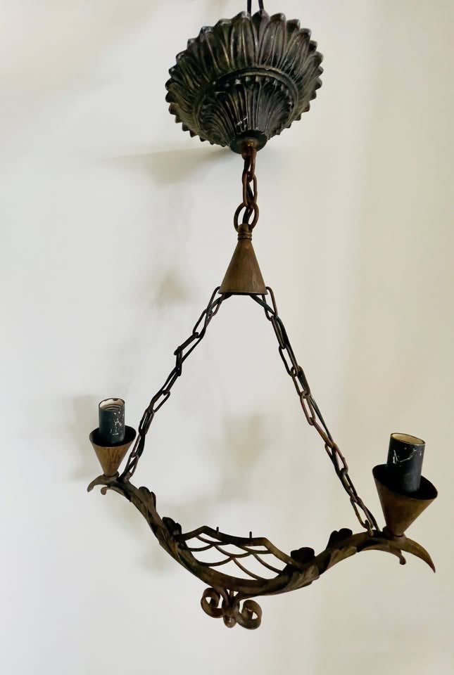 Vintage Wrought Iron Hanging Light Fixture – Rare Find - photo 2