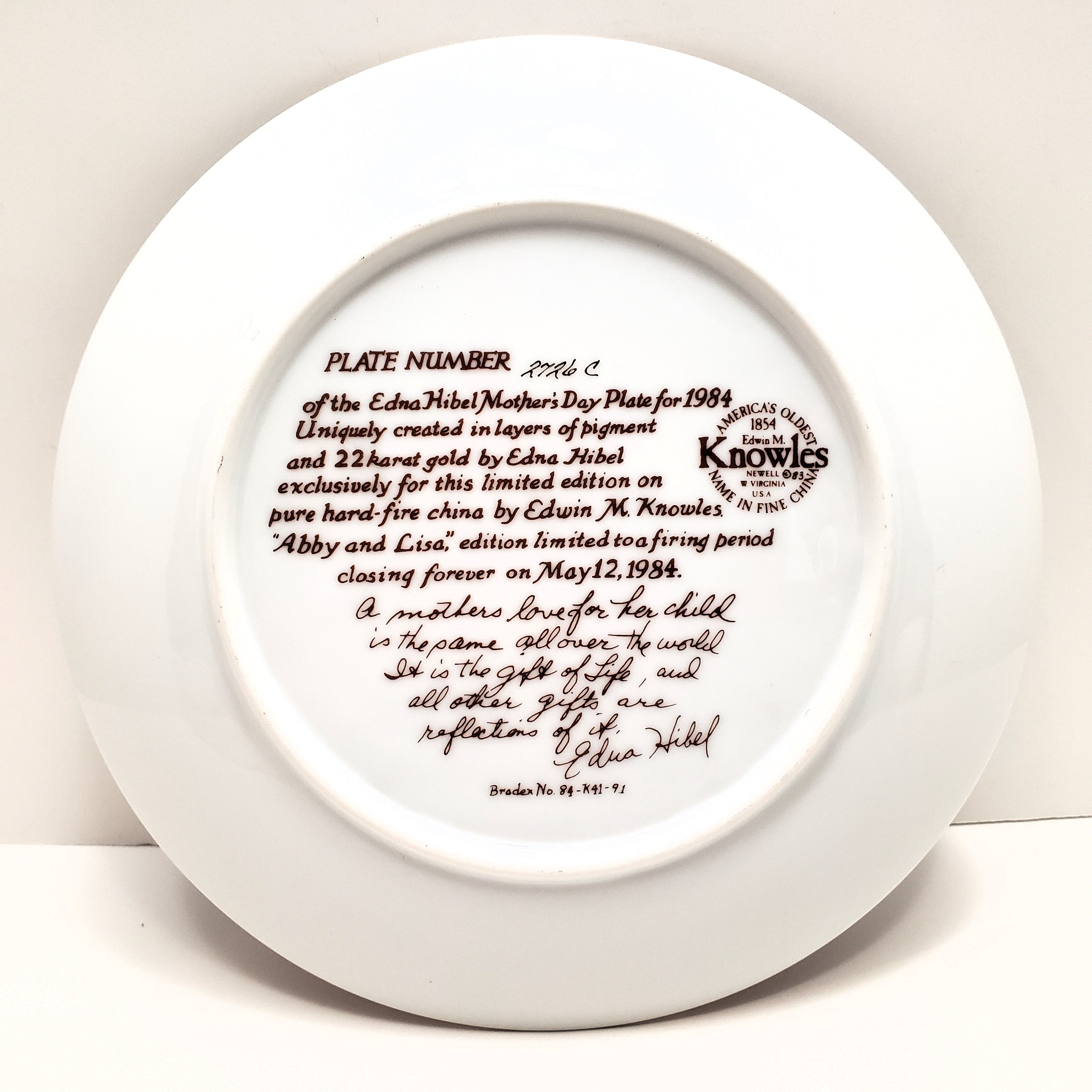 Abby and Lisa by Edna Hibel Mother’s Day Collector Plate - photo 2
