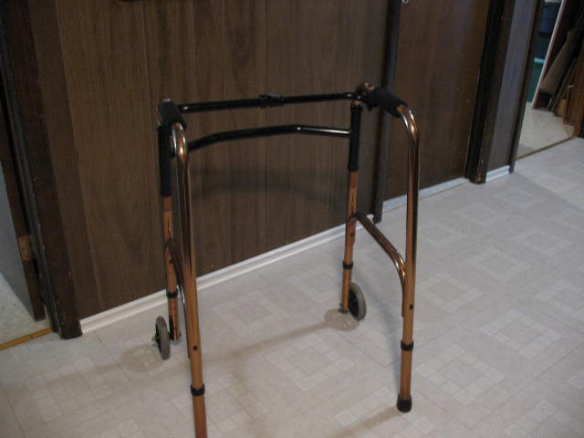 Brass Colored Adjustable Walker with 2 Front Wheels - photo 5