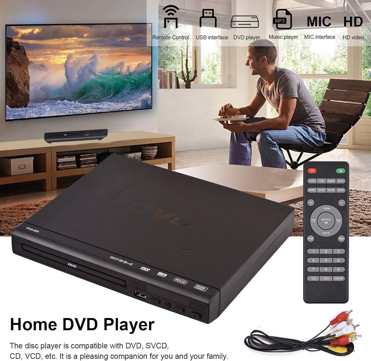 DVD-225 Home DVD/CD Player Digital AV Output, Remote Control