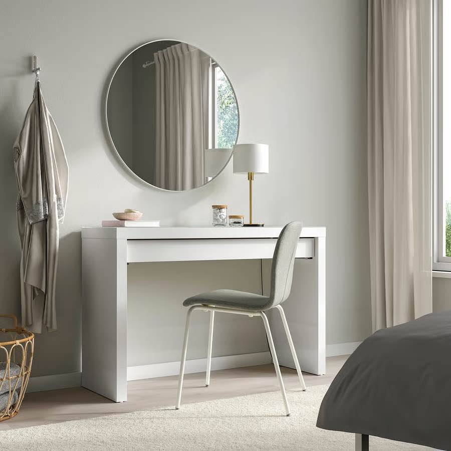 IKEA MALM Dressing table, white with glass top, 120 x 41 x 78 cm