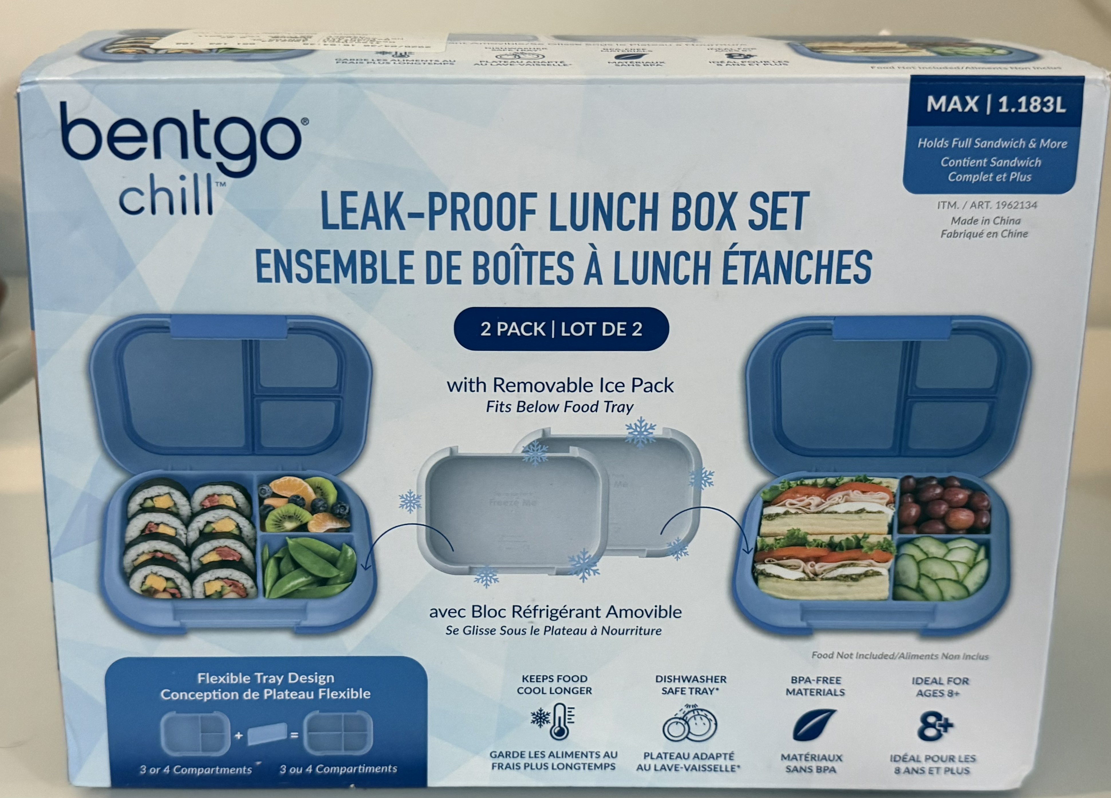 Bentgo Chill Leak-Proof Lunch Box Set - Blue (2 Pack)