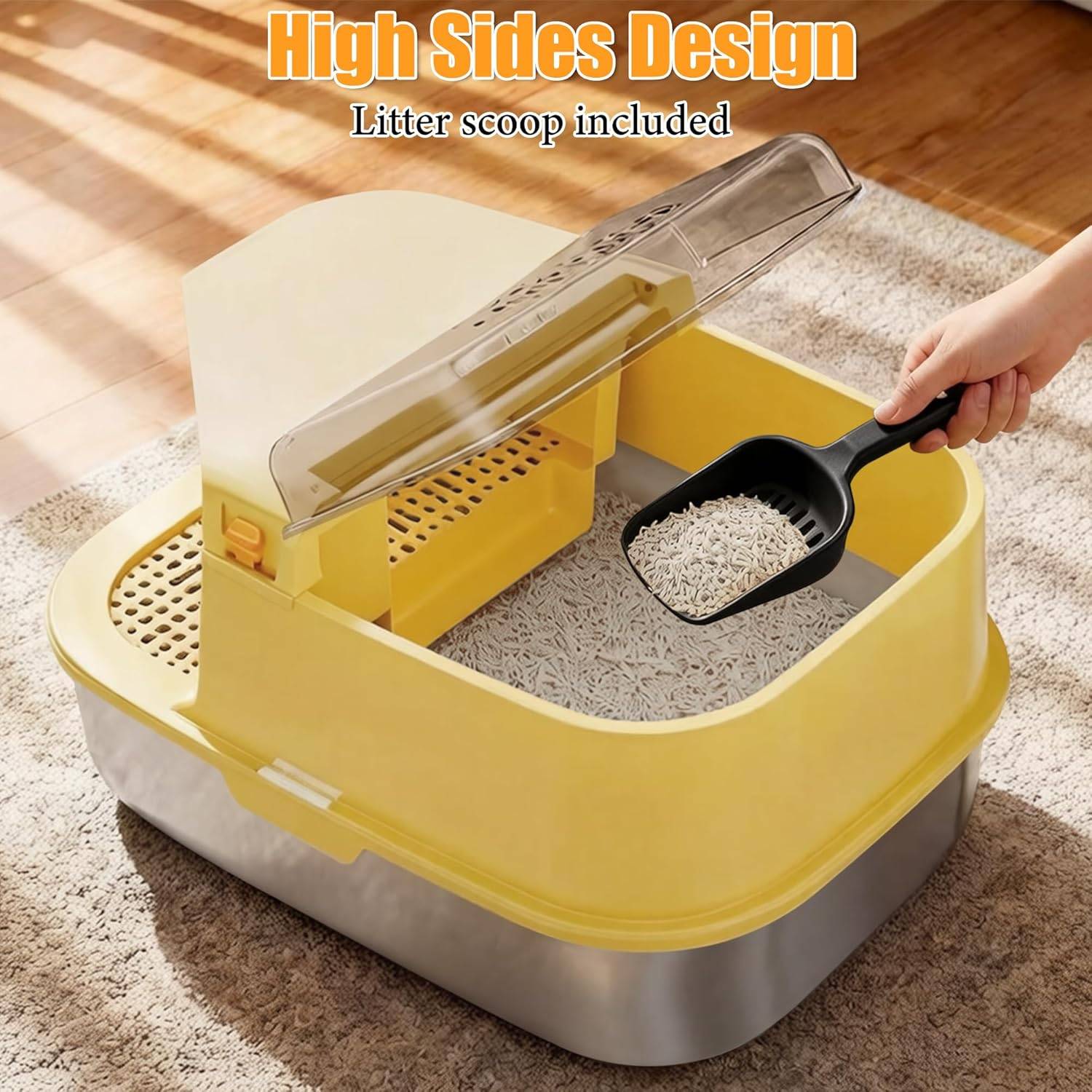 SILUI Stainless Steel Cat Litter Box with Lid - photo 4