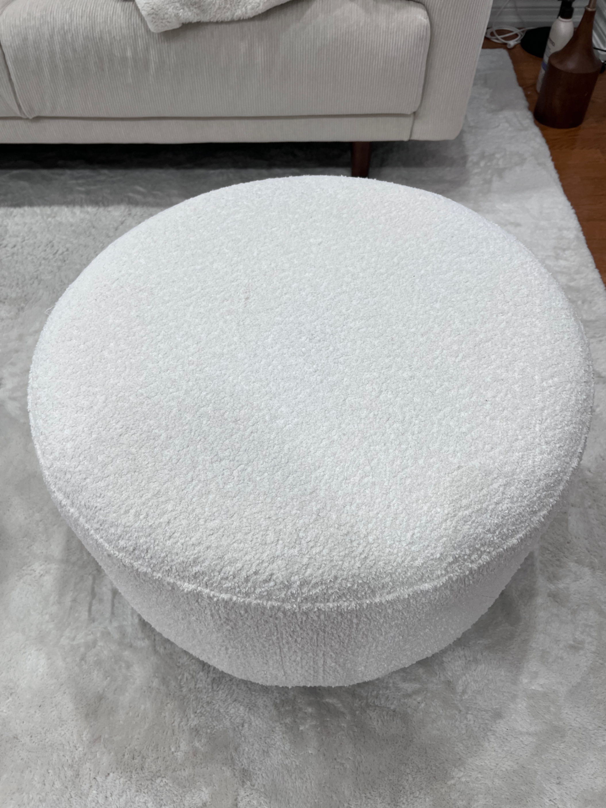 Bouclair White Ottoman 23"
