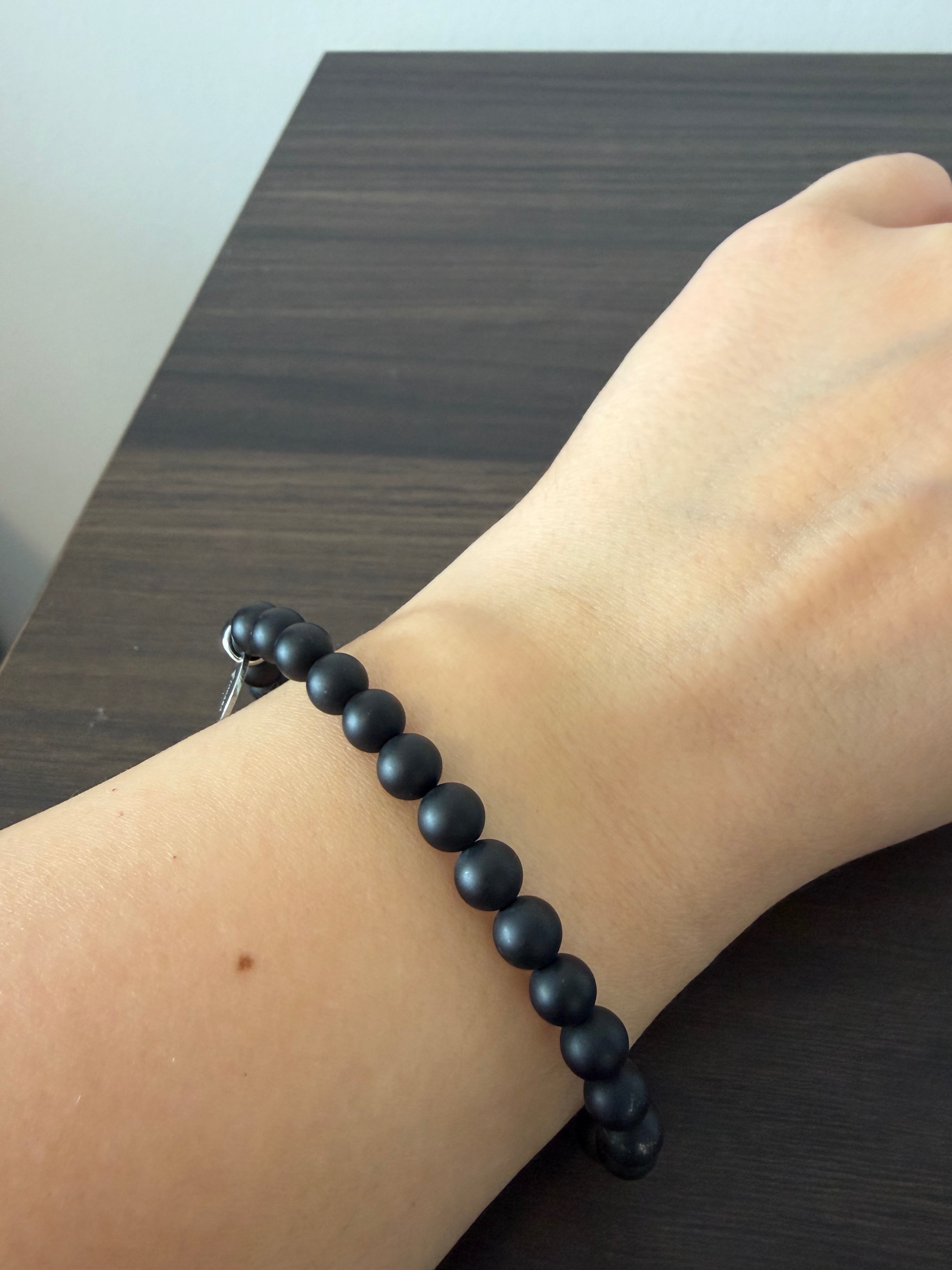 Tocara matte black bead bracelet with a oval charm tag - photo 2