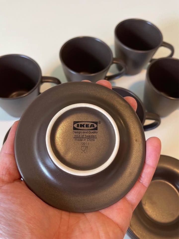 IKEA Matte Brown Cup & Saucer for coffee or Tea - 6 set - photo 4