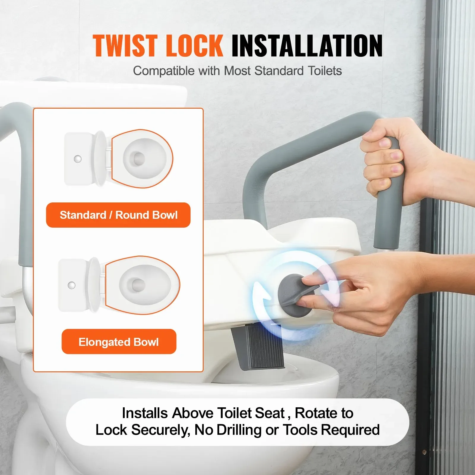 VEVOR Raised Toilet Seat, 7-Position Height Adjustment - photo 2