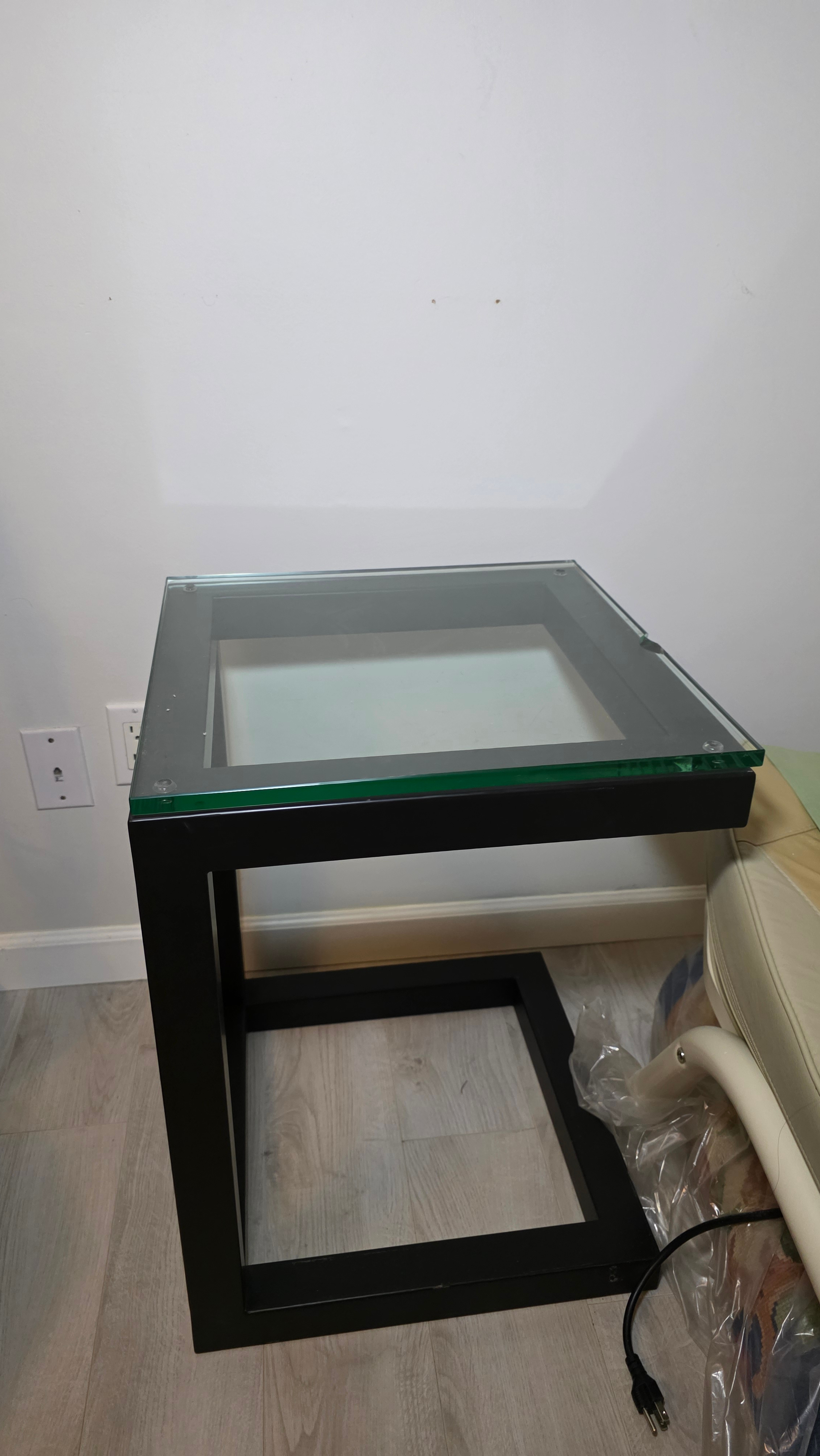 Black Metal and Glass Cube Side Table - photo 2