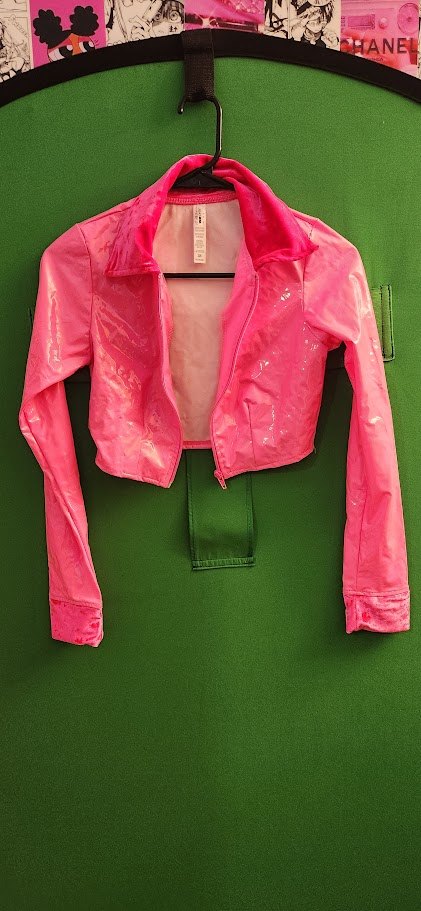 Pink Patent Cropped Jacket