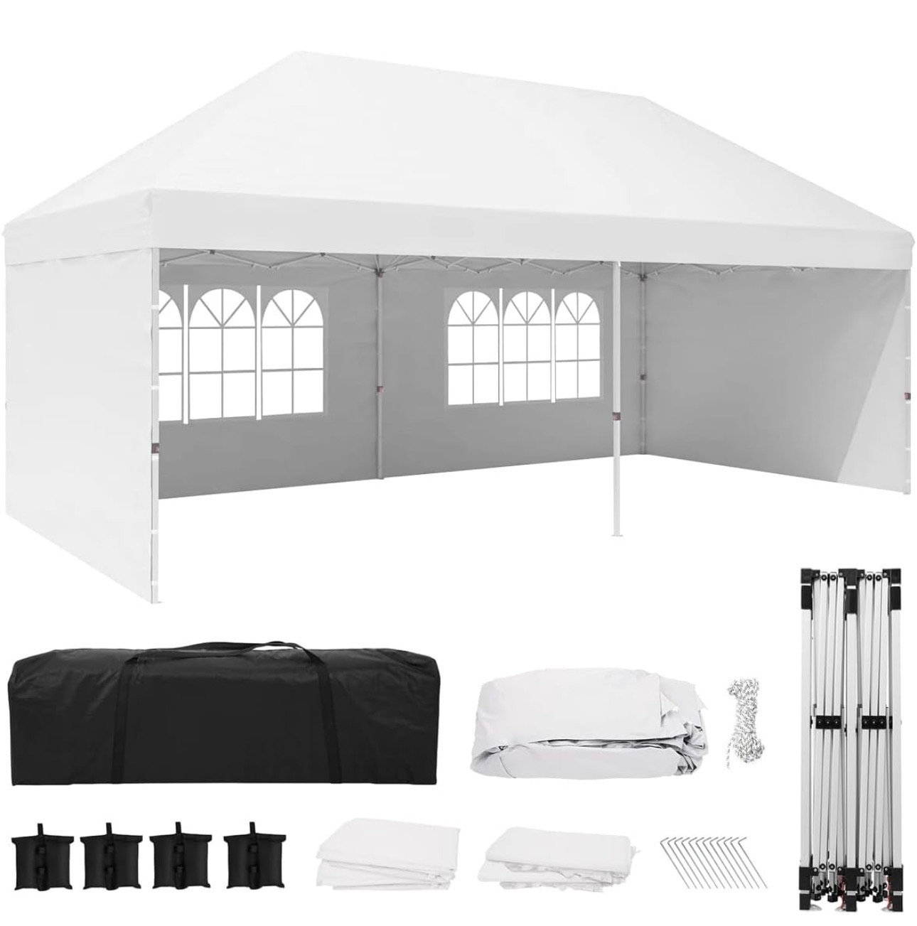 10'x20' Canopy Gazebo Commercial Tent w/ 4 Removable Sidewall - photo 5