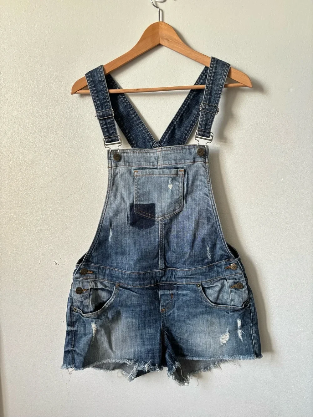 Vintage Guess Blue Denim Overalls with Contrast Stitching Y2K