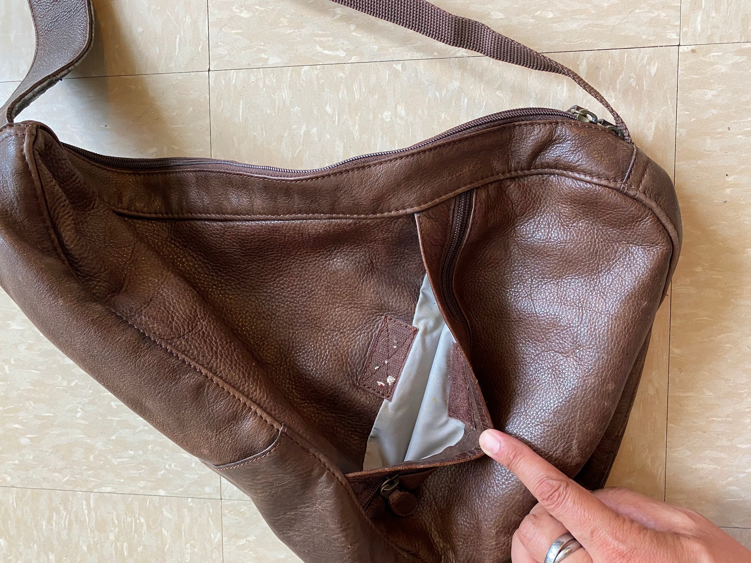 Vintage LL Bean Leather Crossbody Messenger Sling Bag Backpack