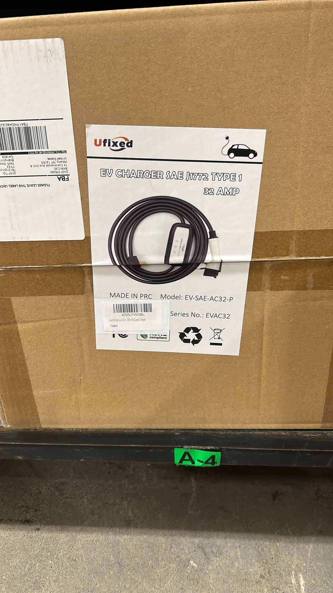 Sealed box Ufixed EV Charger SAE J1772 Type 1, 32 Amp