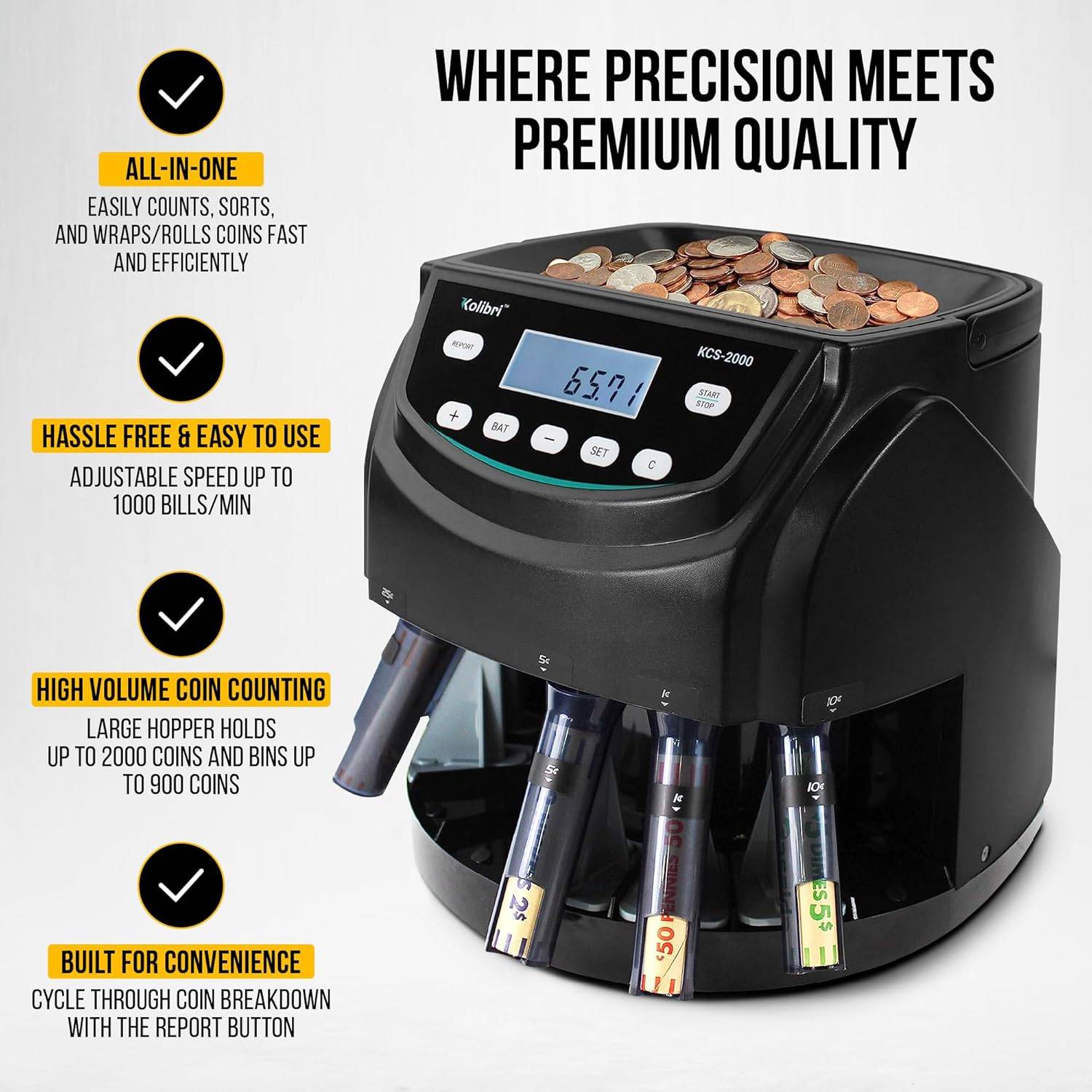 Kolibri KCS-2000 Professional USD Coin Counter Machine - photo 4