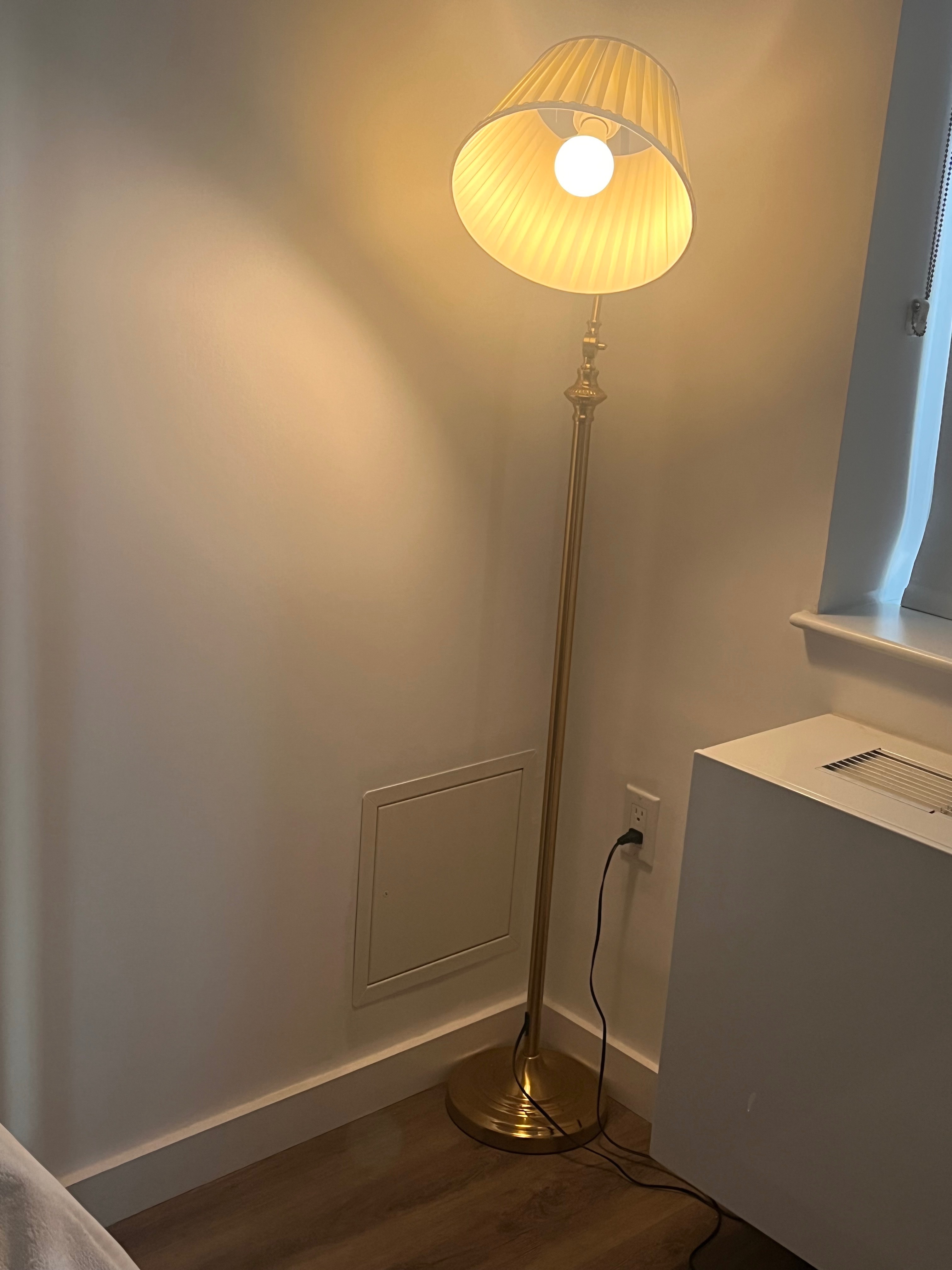 Gold Brass Floor Lamp with Fabric Shade