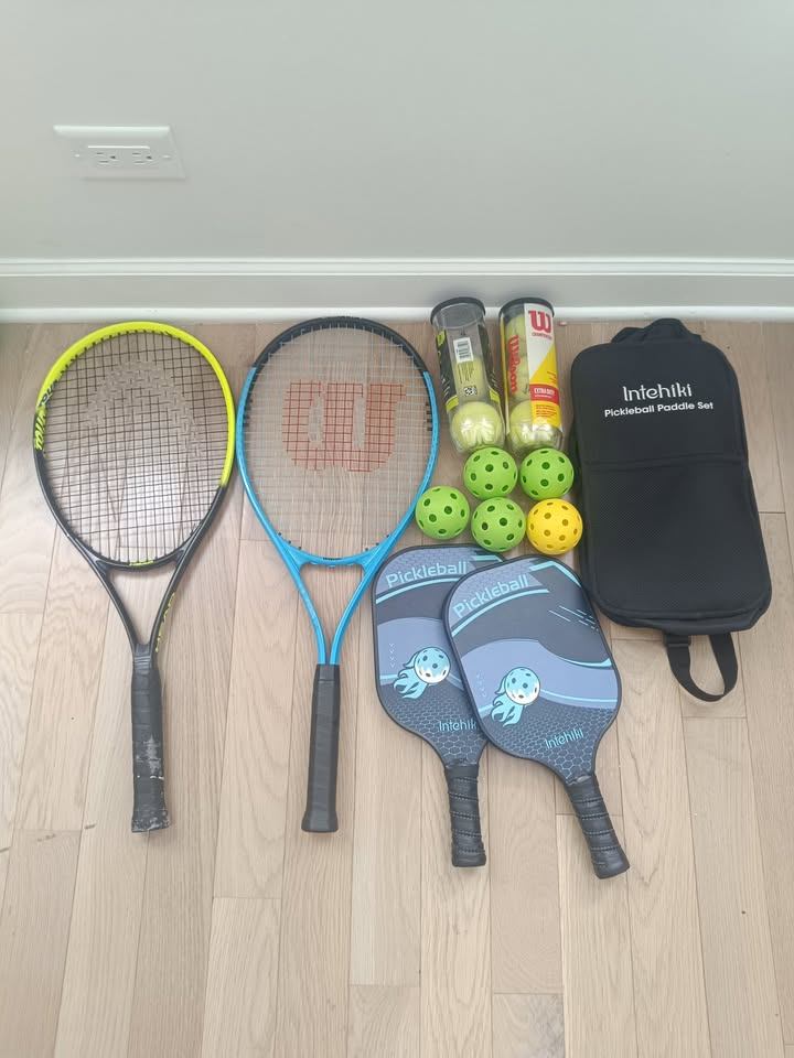 Tennis Racquets and Pickleball Set