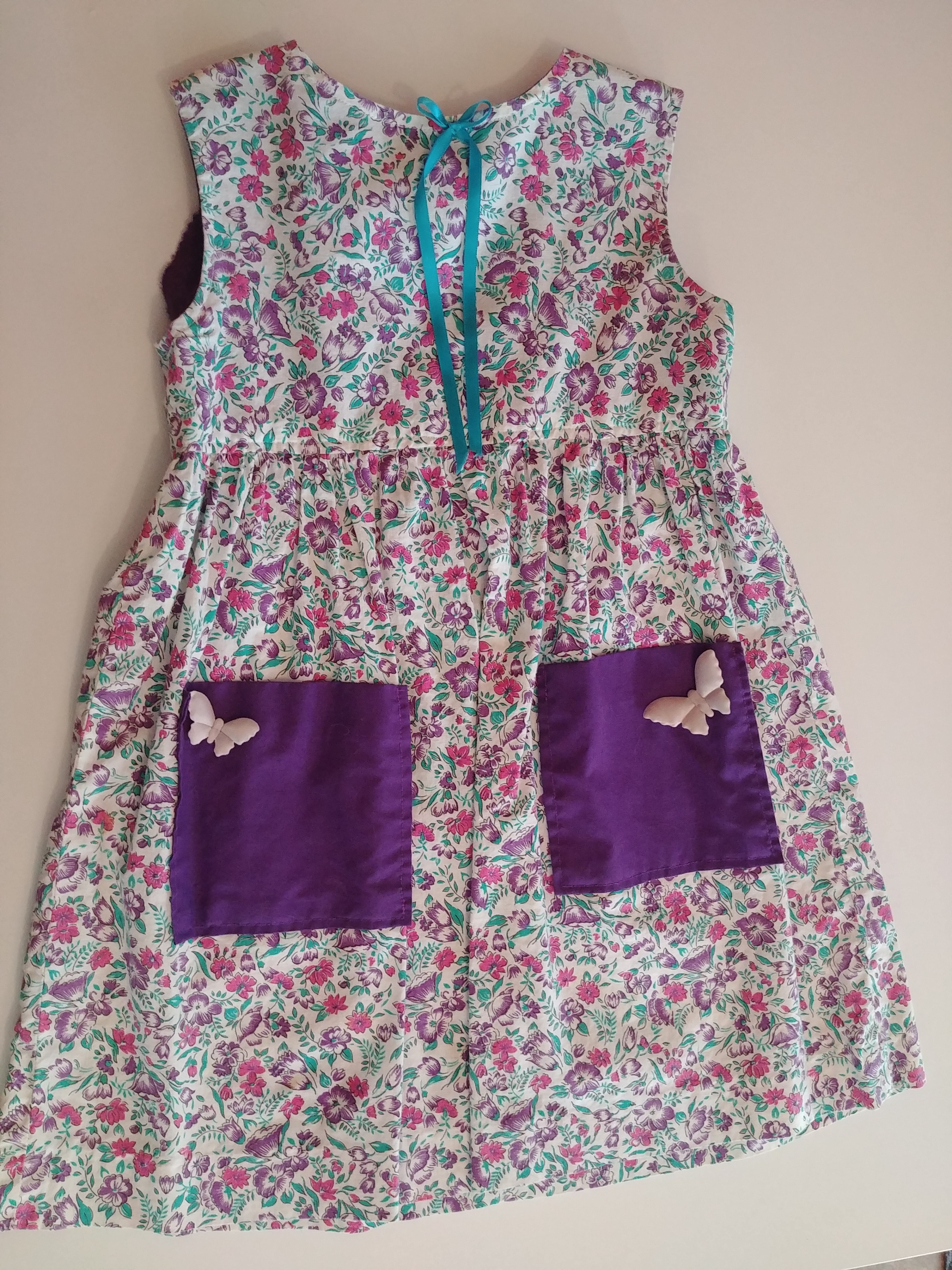 Handmade Girls Floral Dress ,Measurements in Ad