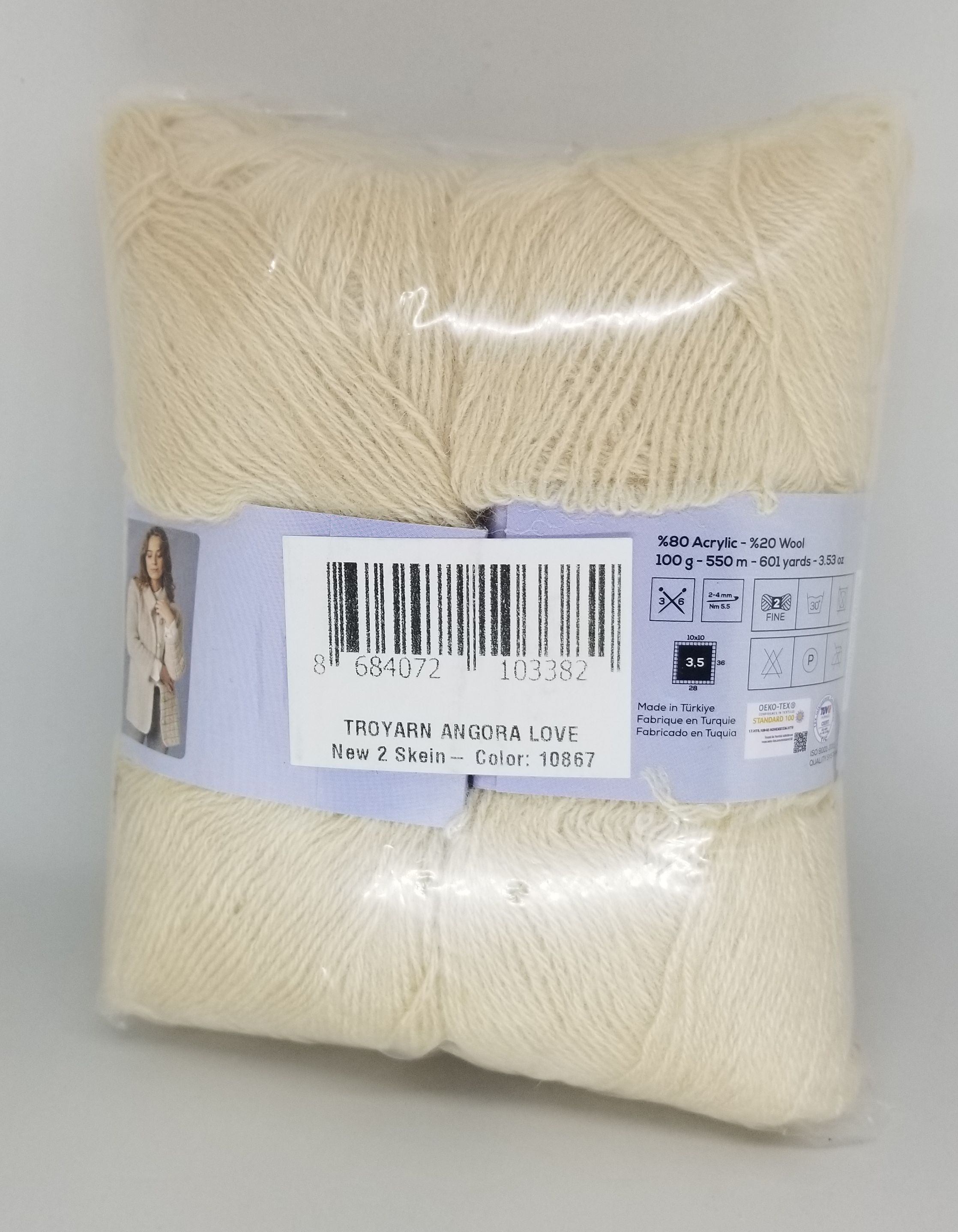 Troyarn Angora Love Yarn - Cream - 2 Skeins - photo 2