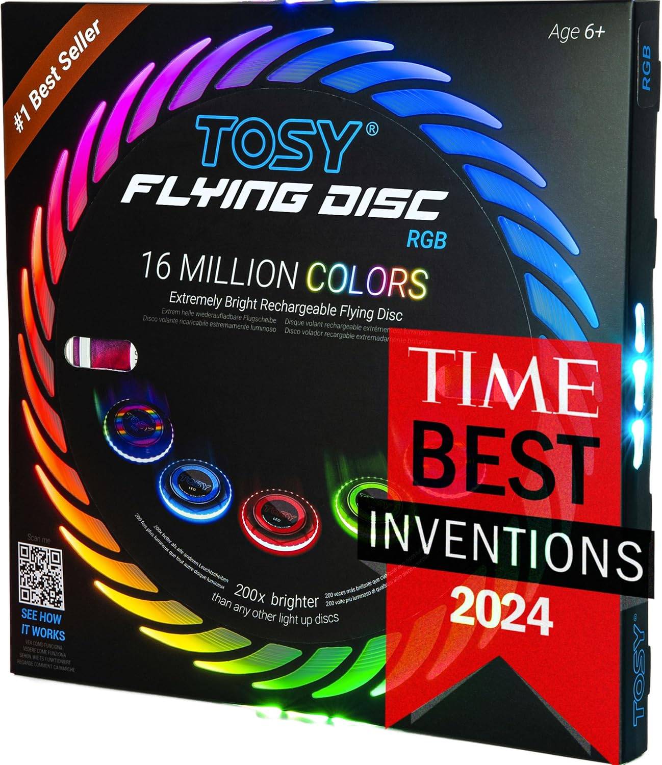 TOSY Flying Disc - Multicolor, Rechargeable, Waterproof