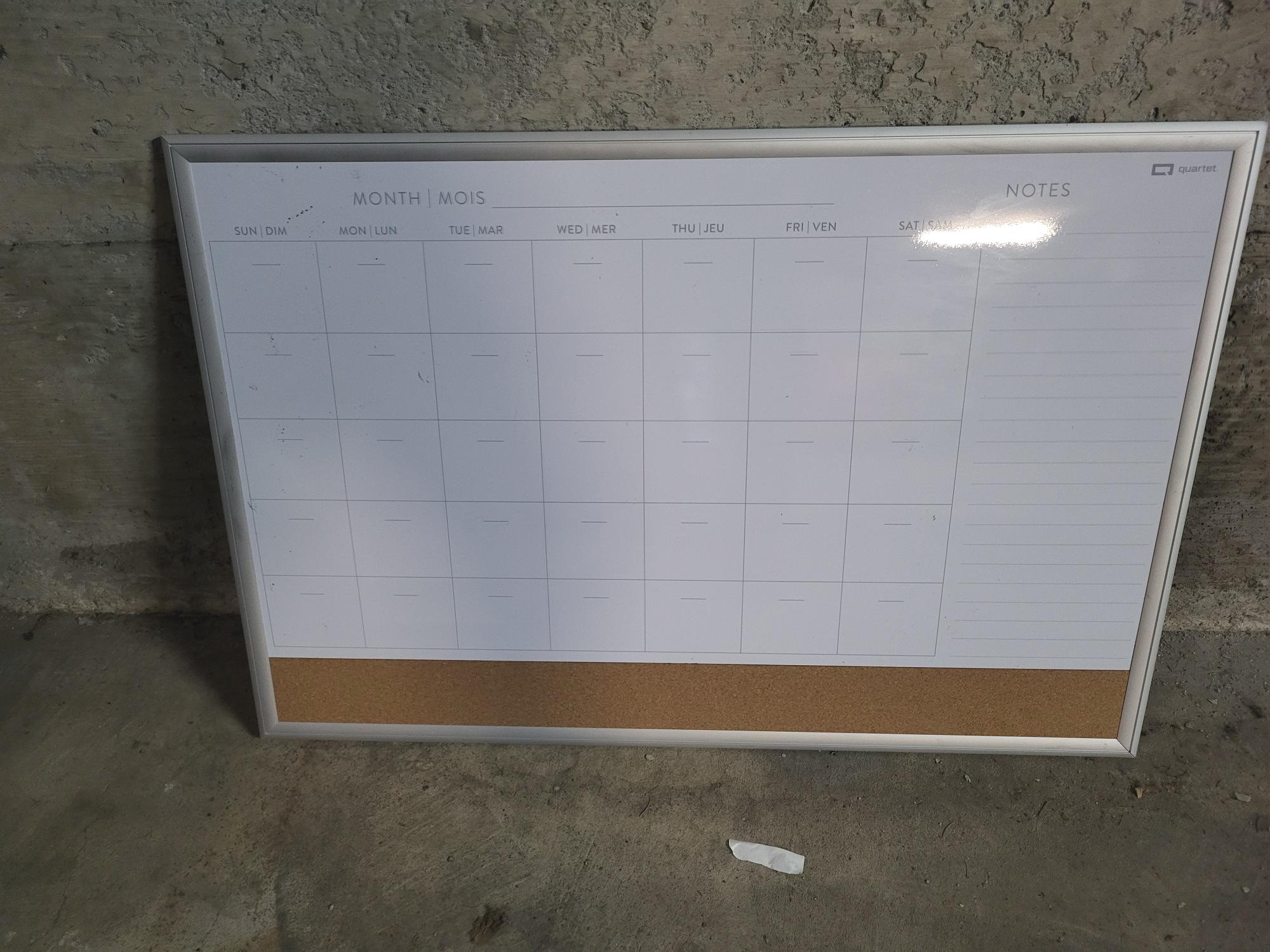 Quartet Monthly Planner Whiteboard with Cork Strip