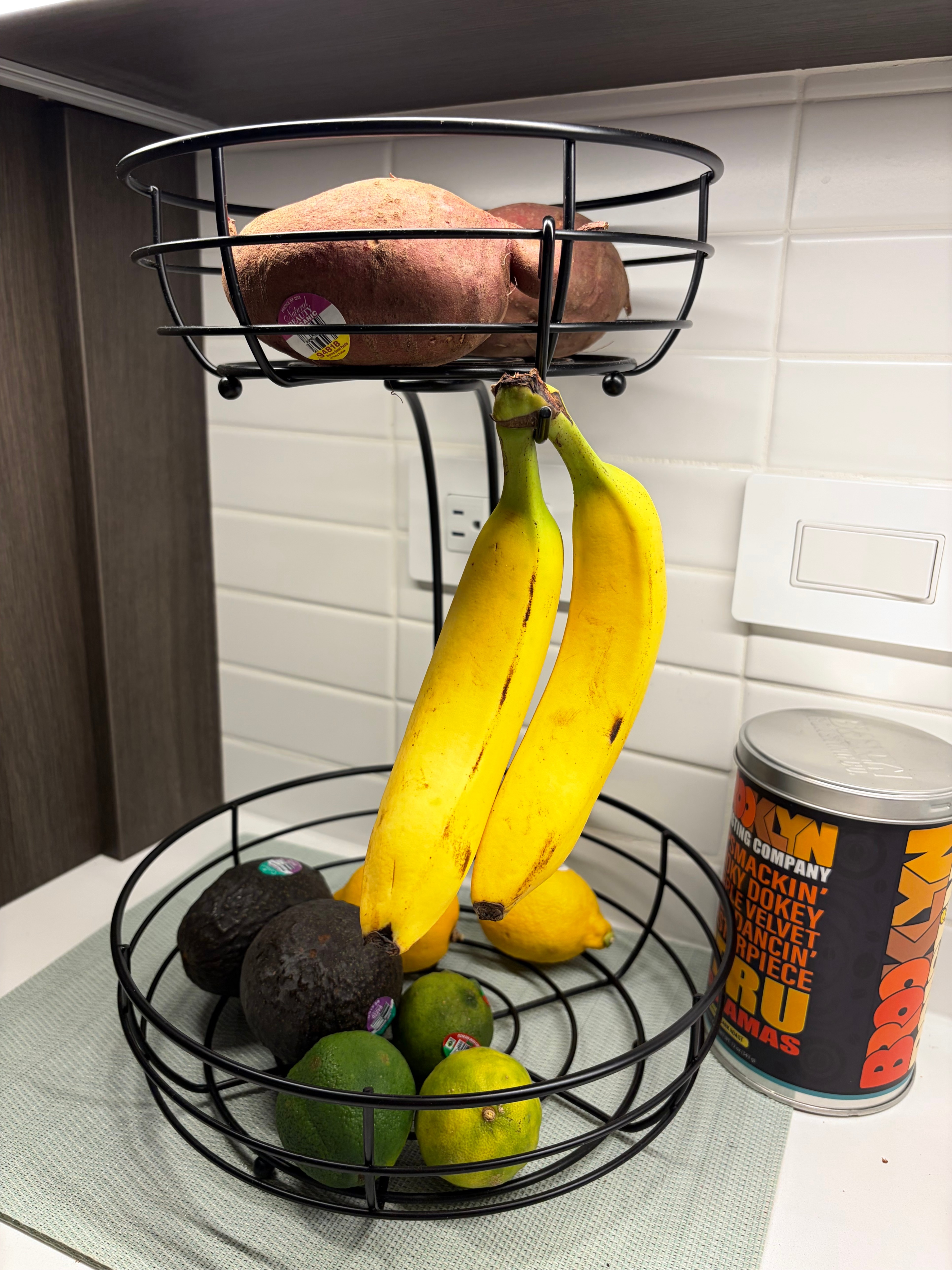 Iron 2-Tier Countertop Fruit Vegetables Basket Bowl