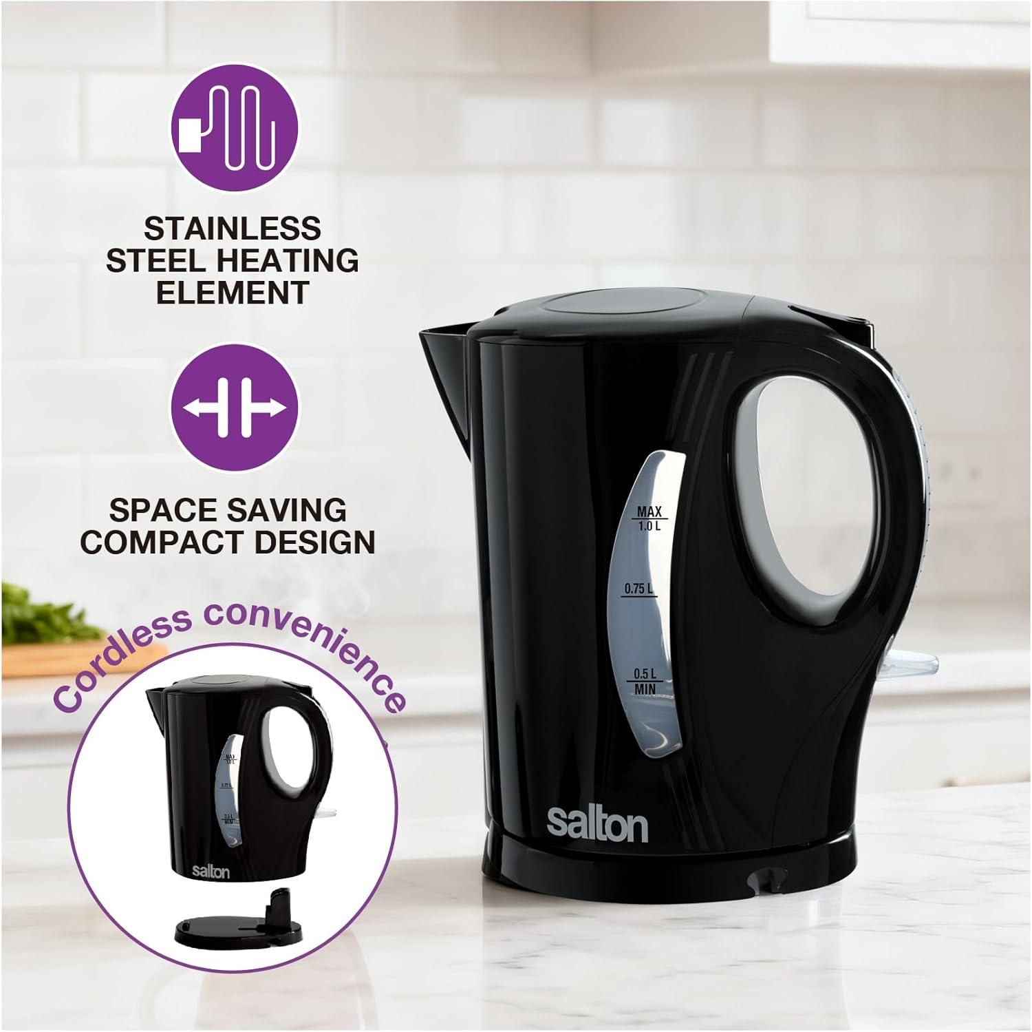 Salton Black Electric Kettle 1.0L