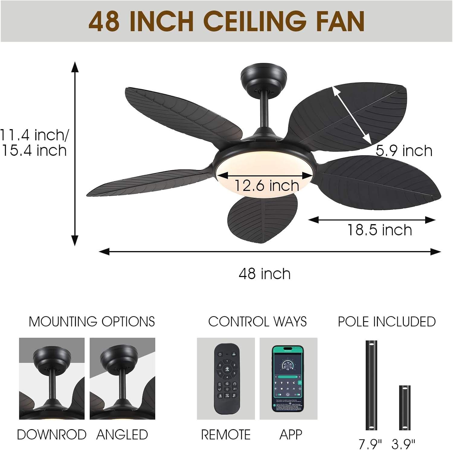 Ceiling Fan with Lights and Remote - photo 2