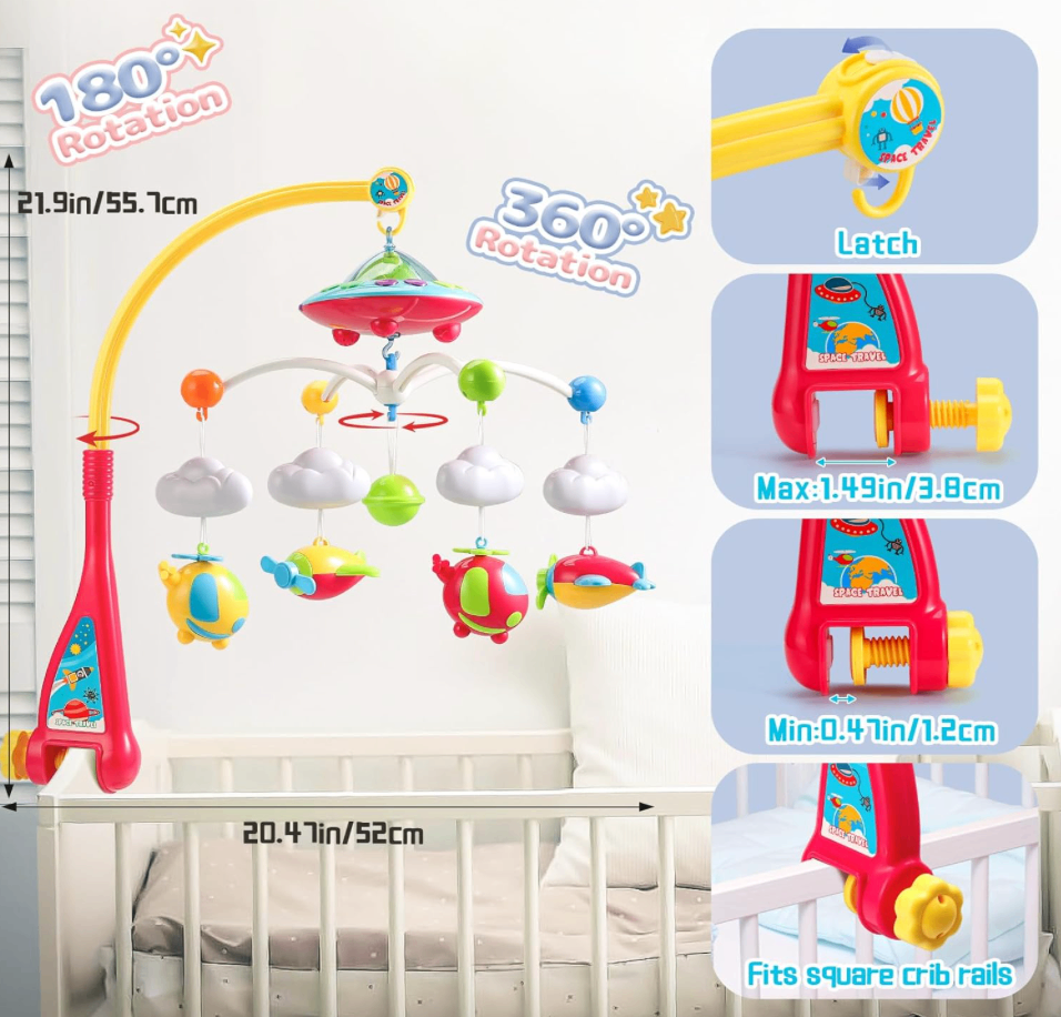 Musical Crib Mobile with Hanging Rotating Plane Toys - photo 4
