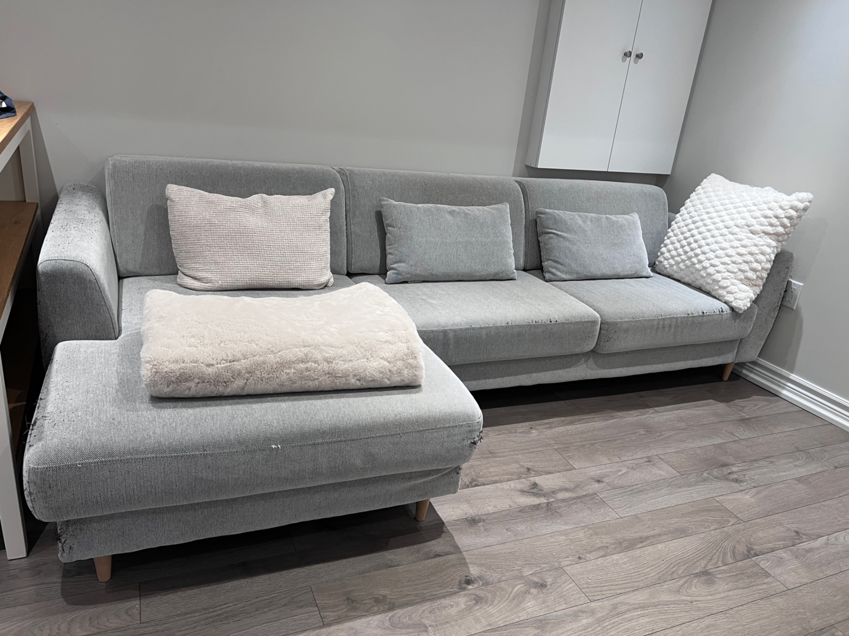 IKEA Large L-Shape Grey Sectional Sofa - (108" Wide)