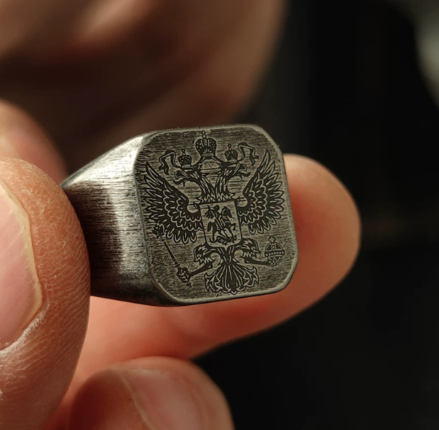 Double-Headed Eagle Crest Signet Ring