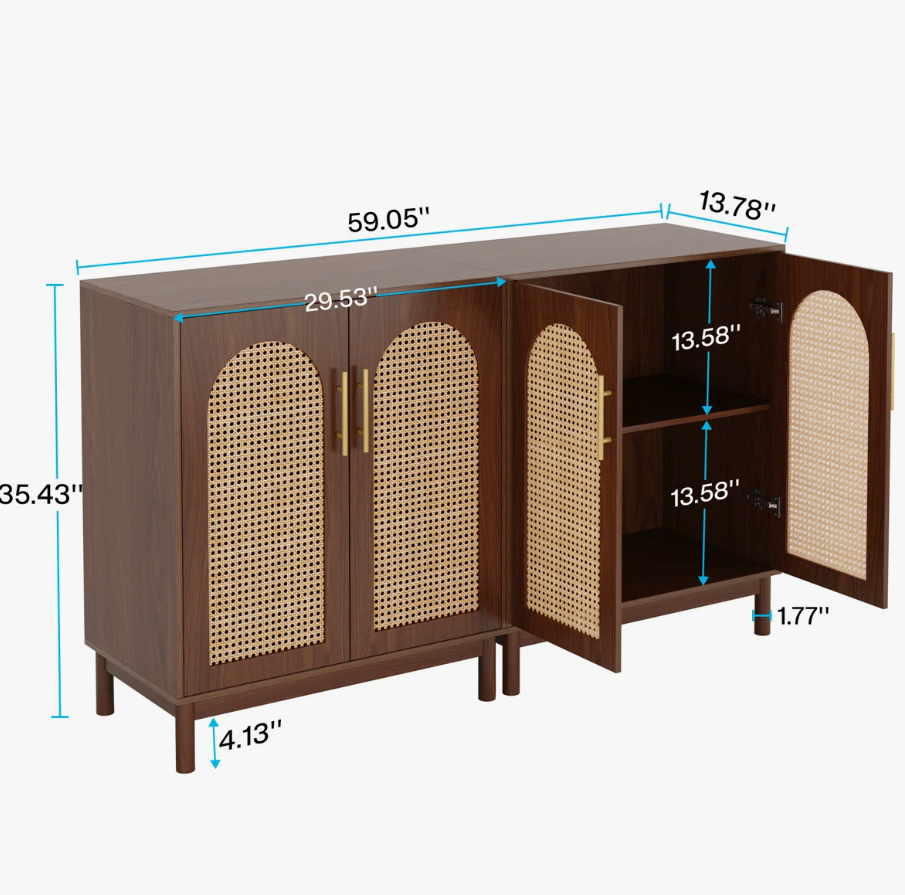 Rattan Accent Cabinet with 4 Doors - New in box - photo 4