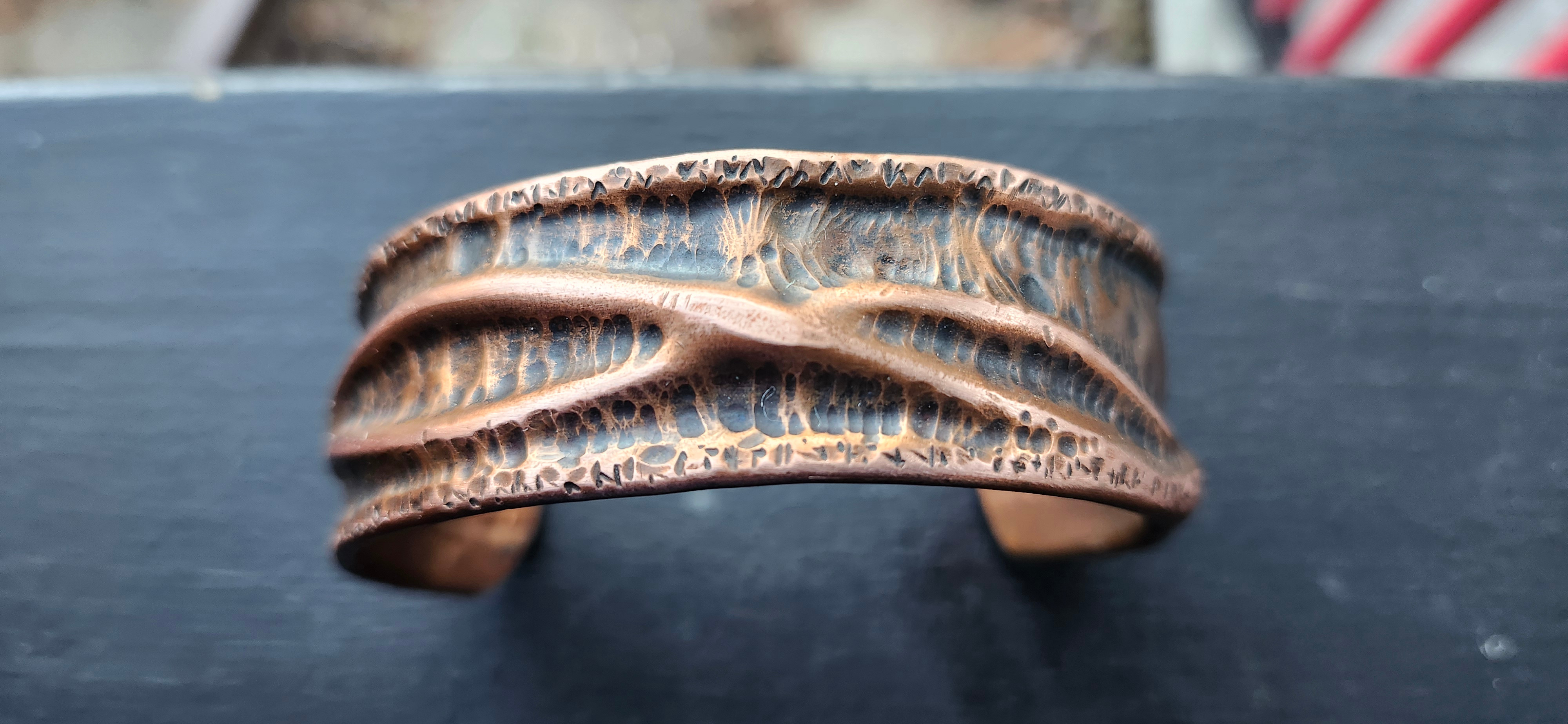 Handcrafted Copper Cuff Bracelets Distressed Copper - photo 5