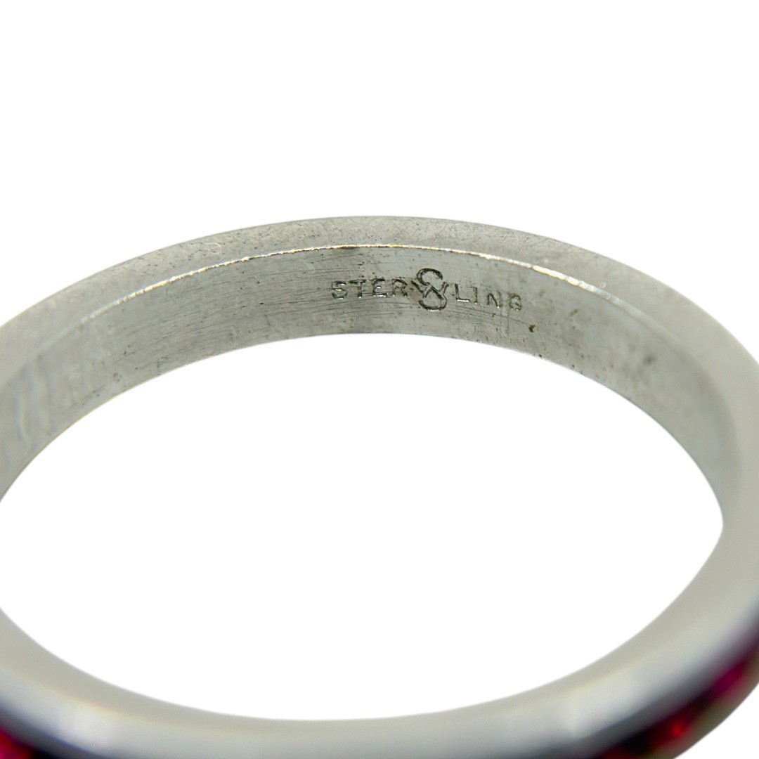 vintage sterling silver ruby rhinestone band ring - GM315 - photo 4