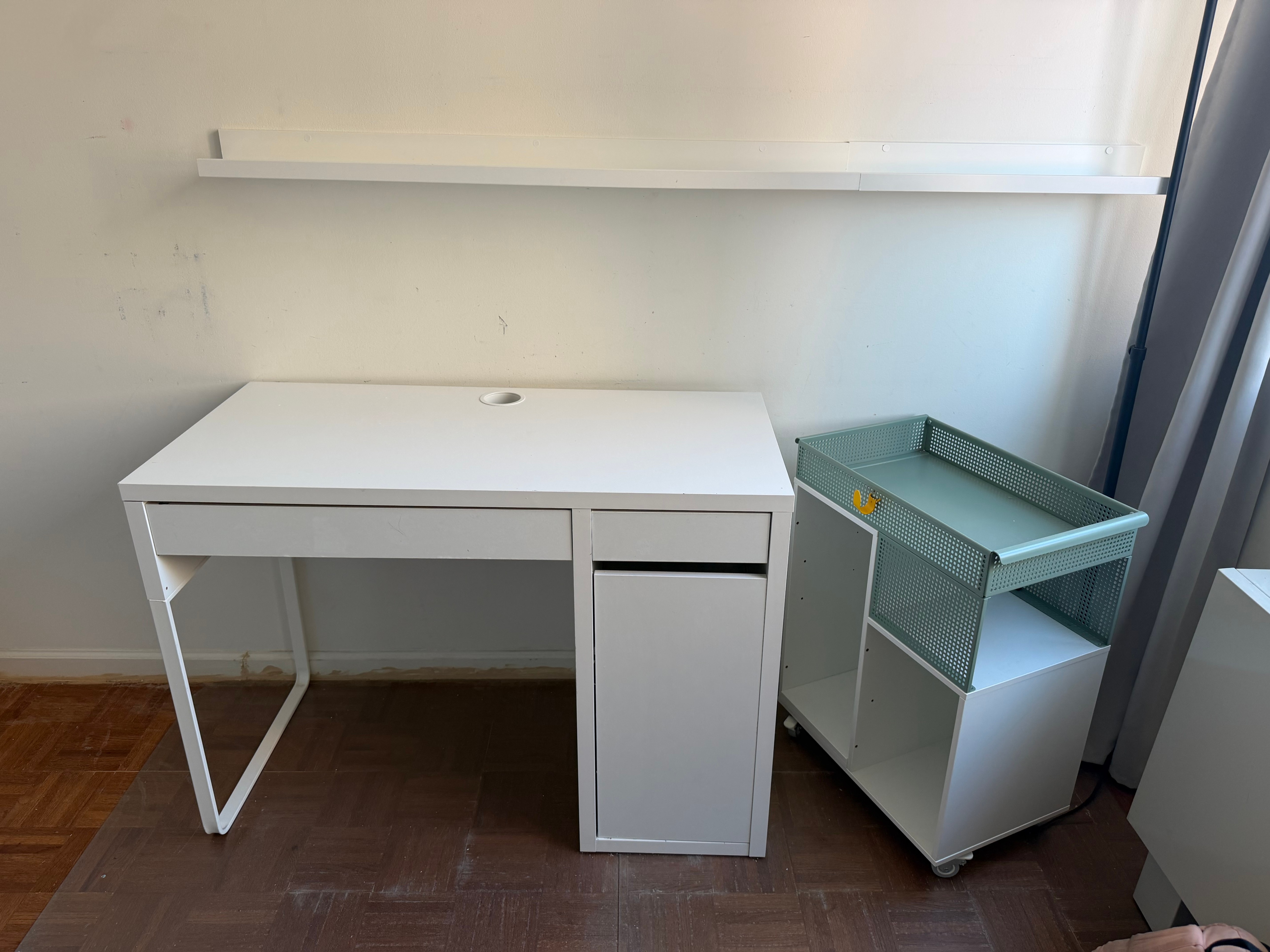 IKEA Compact White Desk with Drawer and Cabinet - photo 2