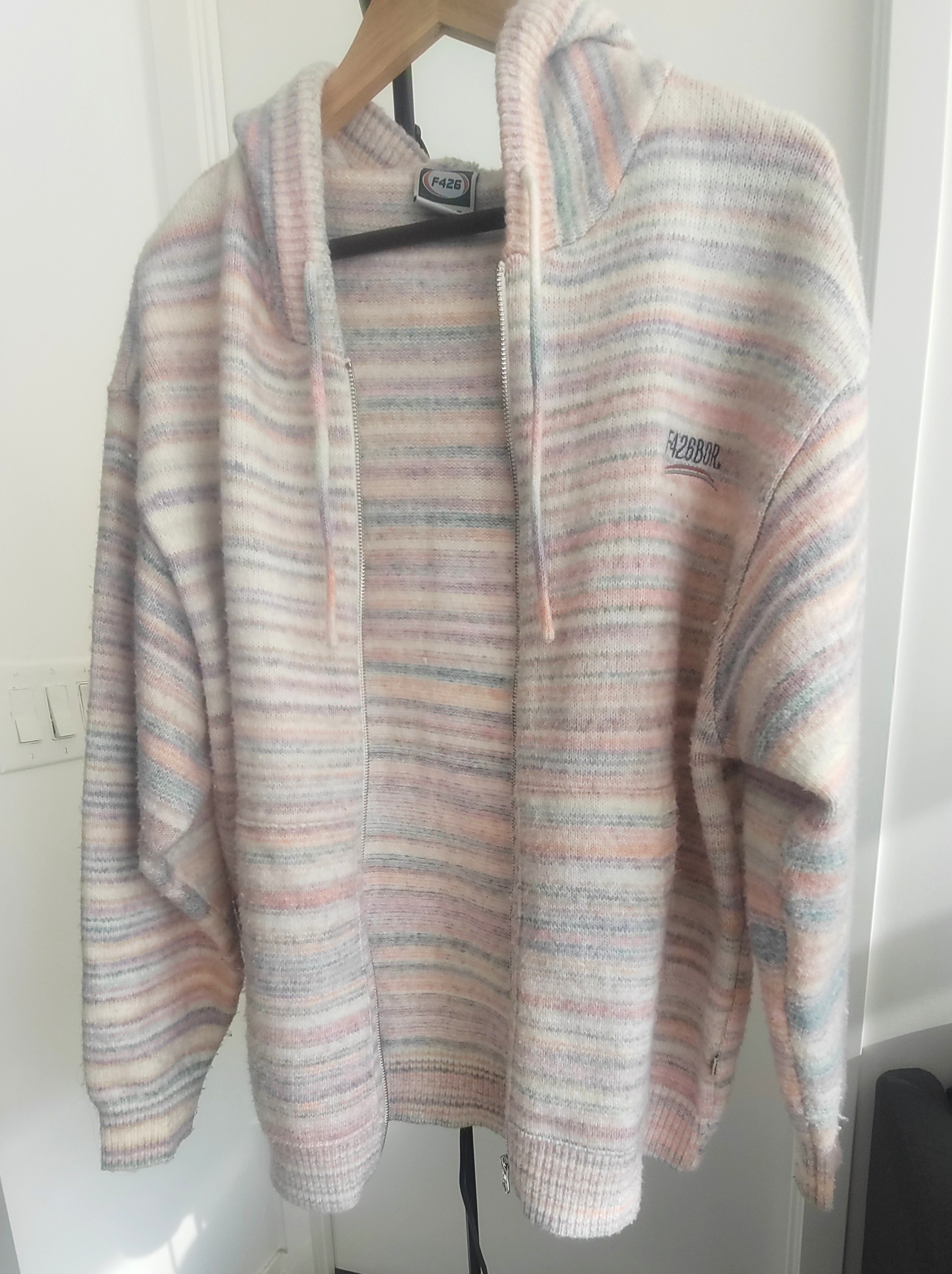 F426BBR Striped Knit Zip-Up Hoodie - photo 3