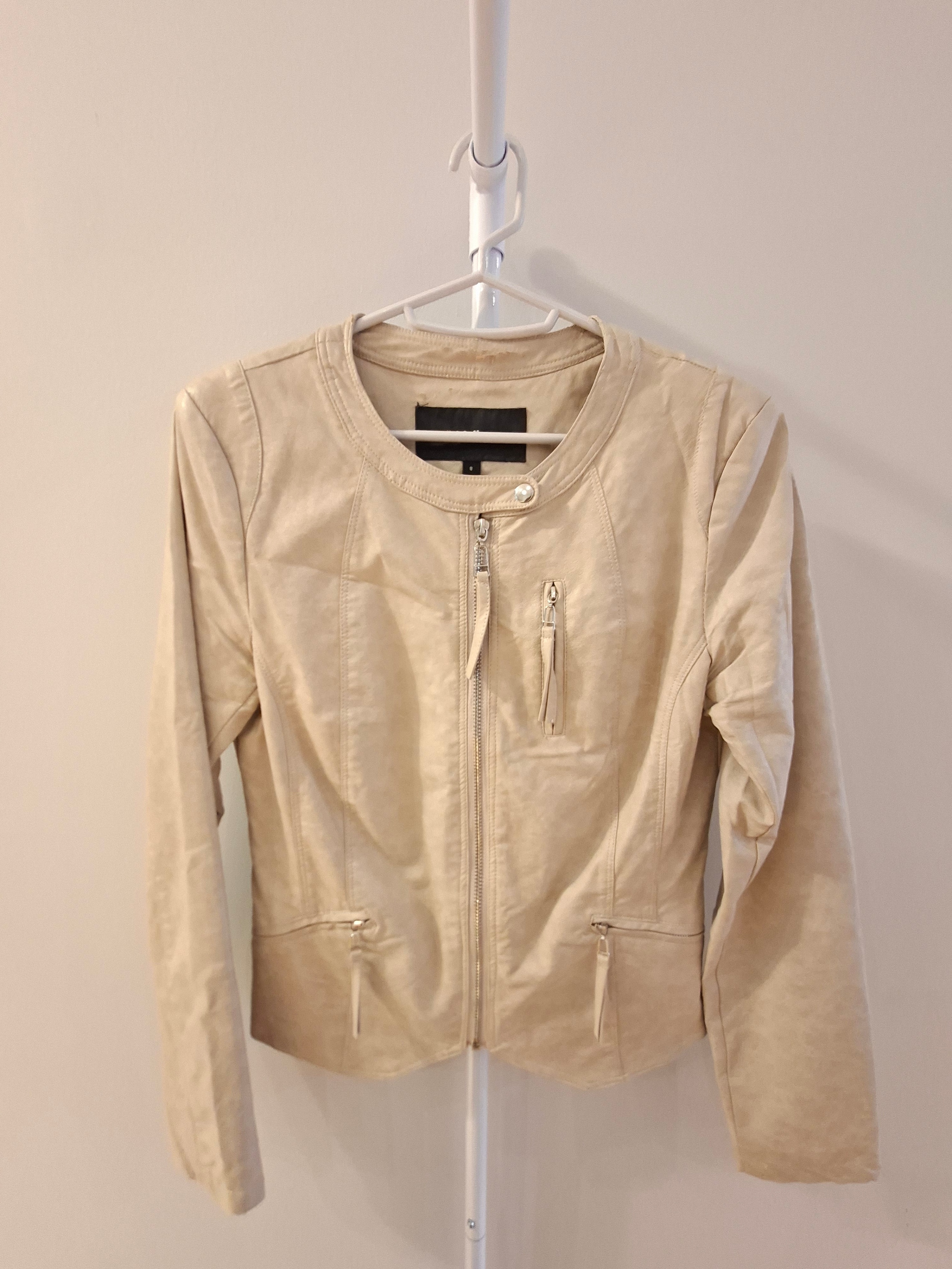 Miss Valley Women's Beige Faux Leather Jacket