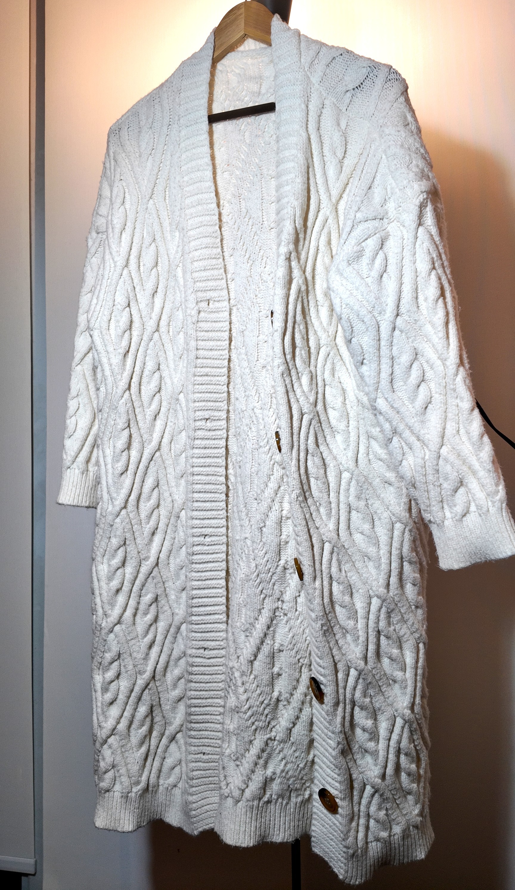 Cream Cable Knit Long Cardigan