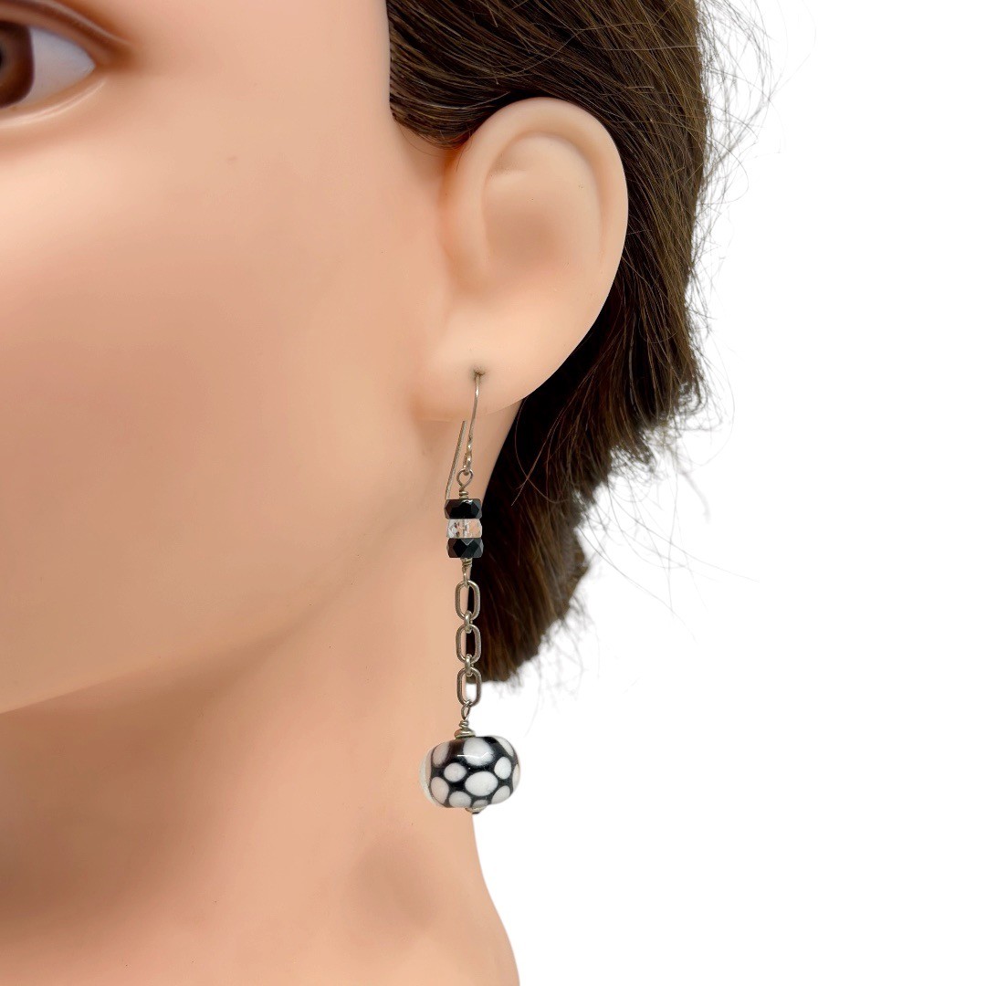 Hand Made Sterling silver Murano Glass bead earrings - GM327 - photo 3