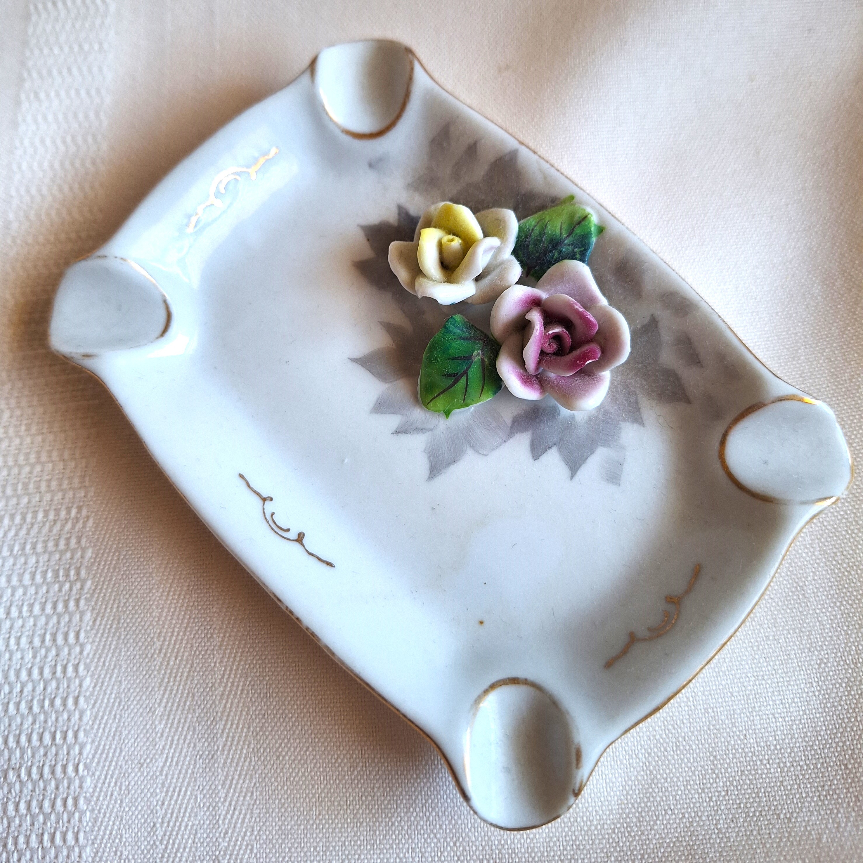 Vintage Occupied Japan Ceramic FLORAL ASHTRAY 1945-1952 - photo 2