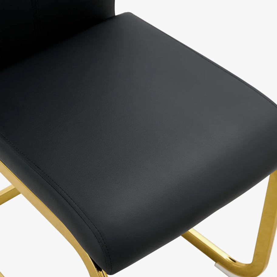 4 Black Faux Leather Dining Chairs with gold legs - New in box - photo 3
