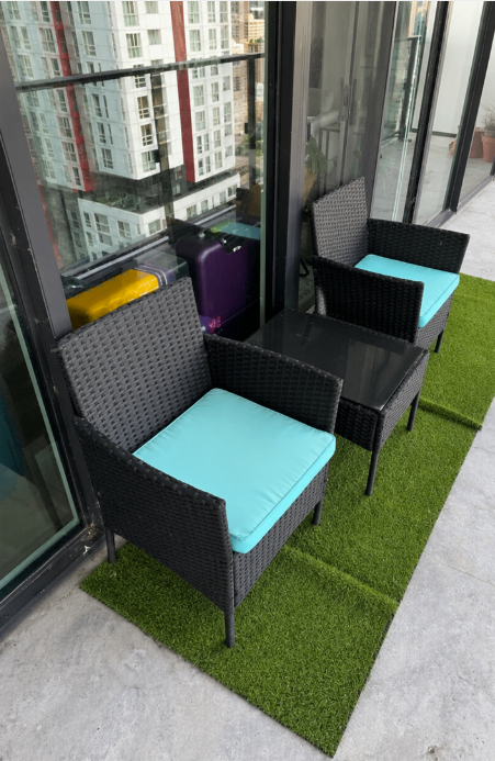 Balcony Patio Furniture Set — 2 Chairs + Coffee Table
