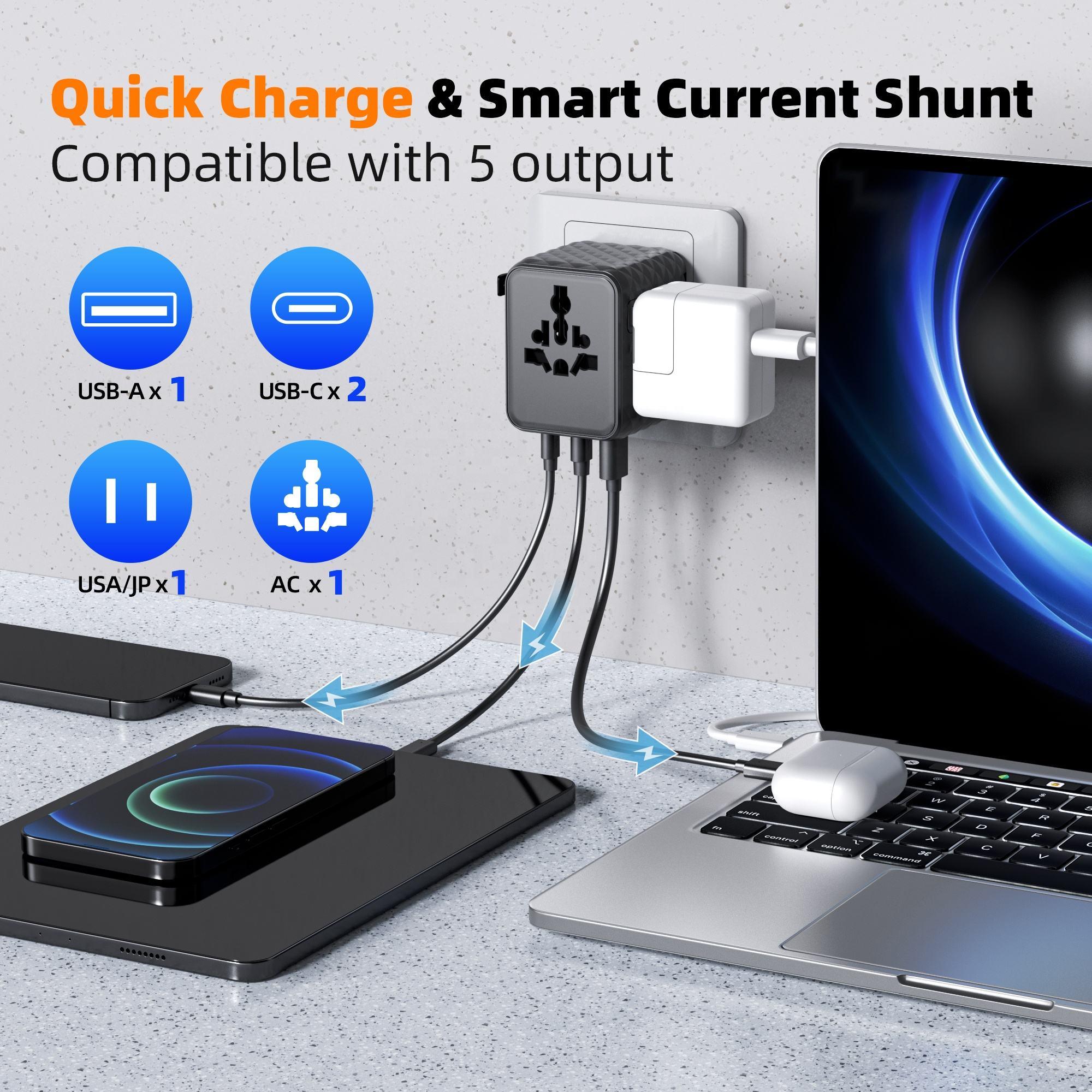 25W Fast Universal Travel Adapter, 5 Devices, 200+ Countries - photo 4